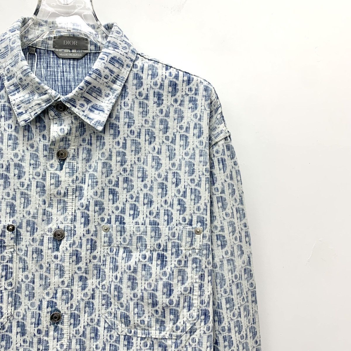 Dior Dior Light Blue All-over Logo Long Sleeve Shirt K26WX Size US S / EU 44-46 / 1 - 3 Thumbnail