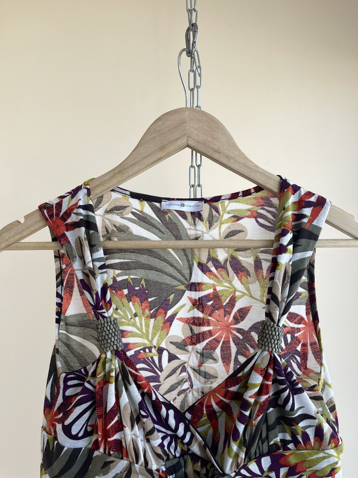Other Cache Cache V-Neck Tropical Floral Print Mesh Tank Top 2000s Size L / US 10 / IT 46 - 3 Thumbnail