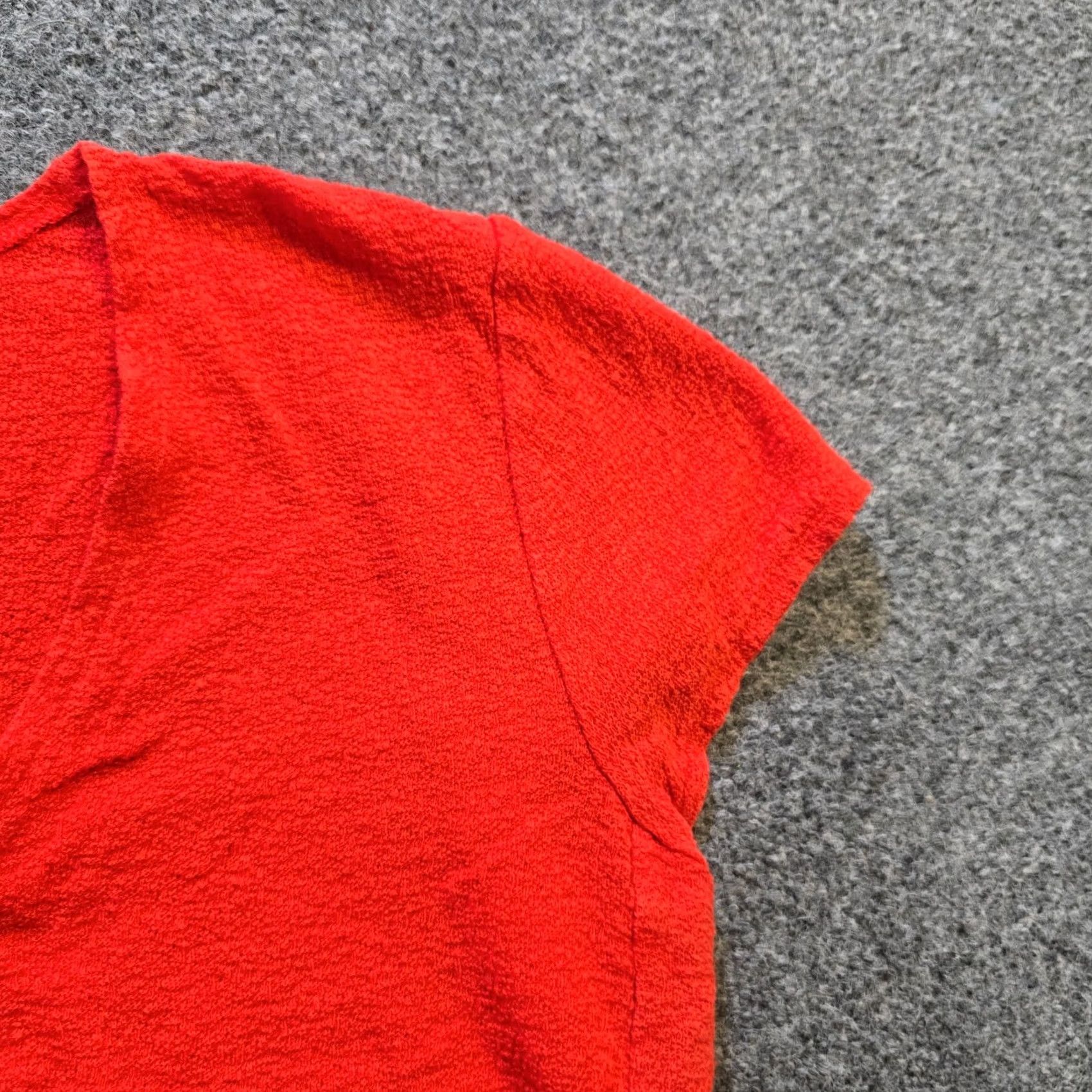 Madewell Madewell Top Womens Size Medium Orange Faux Wrap Textured V Neck Cropped Casual Shirt Blouse Knit Short Sleeve Regular Mens? Size M / US 6-8 / IT 42-44 - 3 Thumbnail
