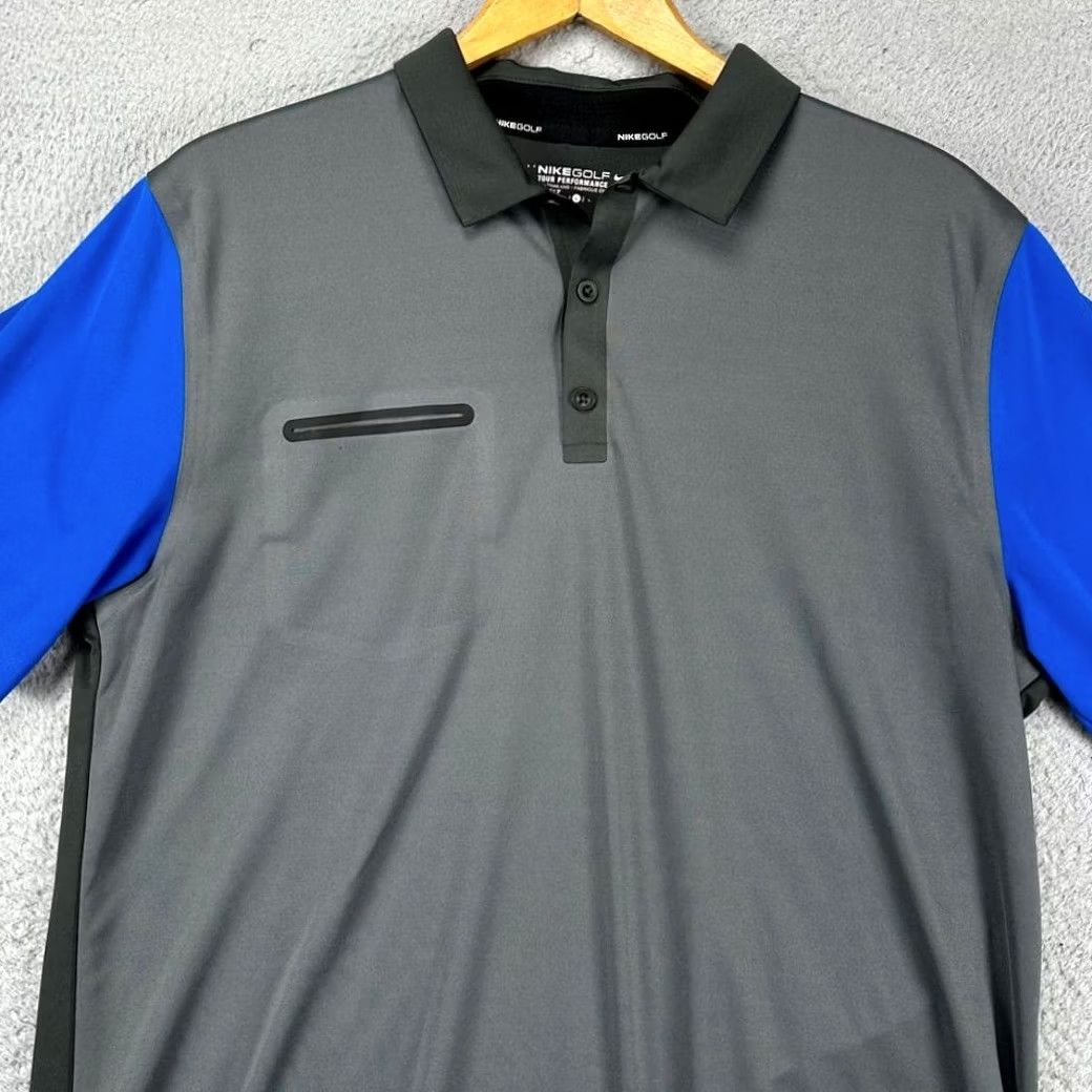 Nike Nike Golf Shirt Adult Large Dri-Fit Grey Blue Tour Performance Polo Rugby Mens Size US L / EU 52-54 / 3 - 2 Thumbnail