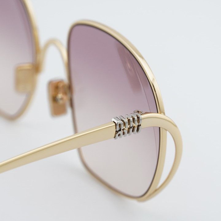 Miu Miu Miu Miu MUA57S 5AK40S Sunglasses Gold Square Frame, Pink Size ONE SIZE - 6 Thumbnail