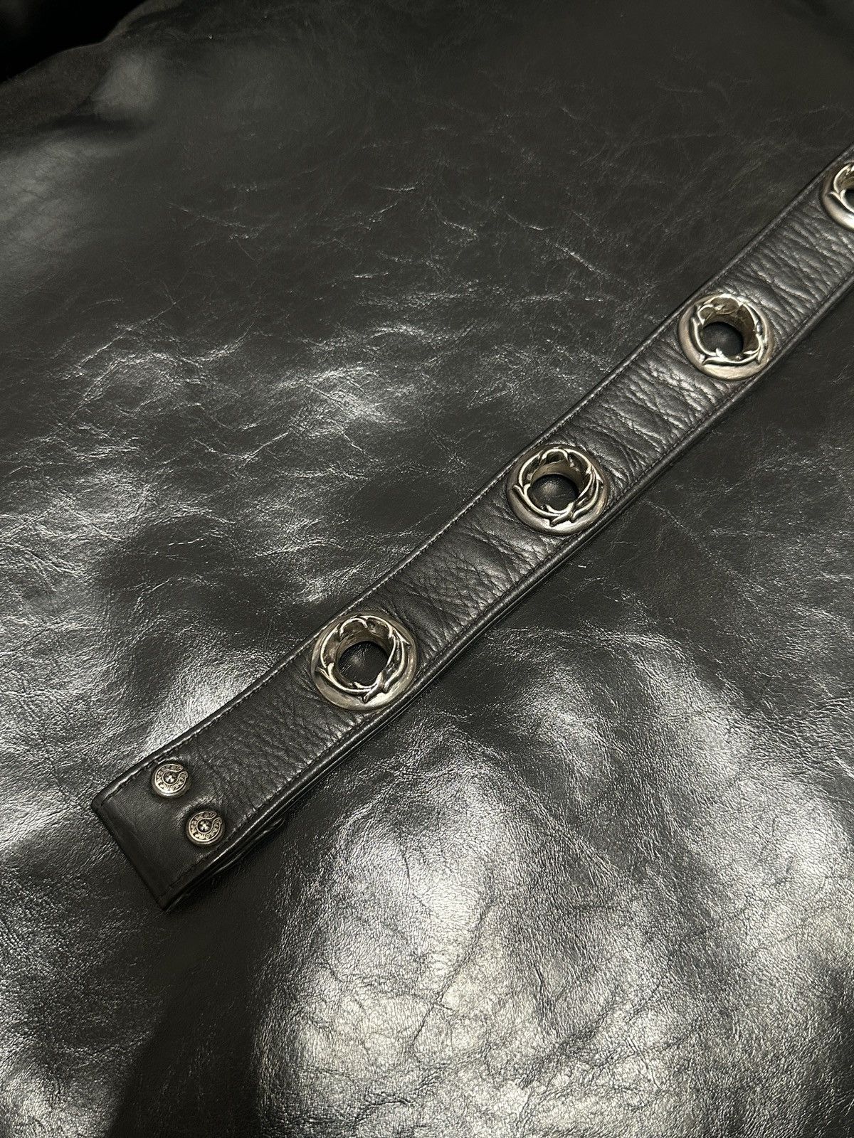 Chrome Hearts Large Grommet Oiled Leather Belt Strap Size 34 - 3 Thumbnail