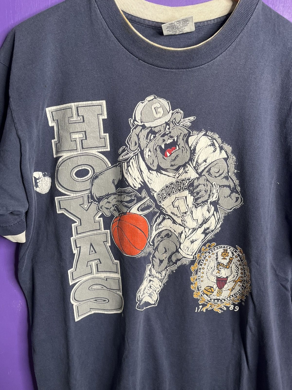 Vintage Vintage 90s Georgetown Hoyas double neck t-shirt Size US L / EU 52-54 / 3 - 3 Thumbnail