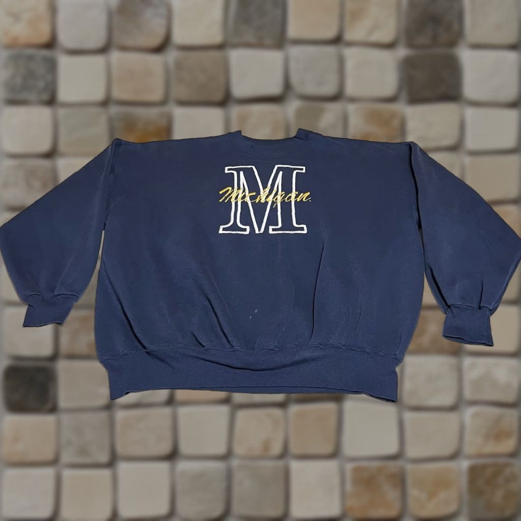 Vintage VINTAGE Dodger Embroidered Michigan Crewneck Sweatshirt Made in USA Men's XXL Crew Neck Blue Cotton Blend Pullover Embroidered Sweatshirt USA Men Size US XXL / EU 58 / 5 - 1 Thumbnail