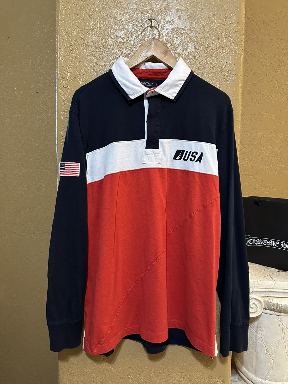 Nautica 📚 rare Nautica USA Sailing Striped Rugby Shirt Size US L / EU 52-54 / 3 - 1 Thumbnail