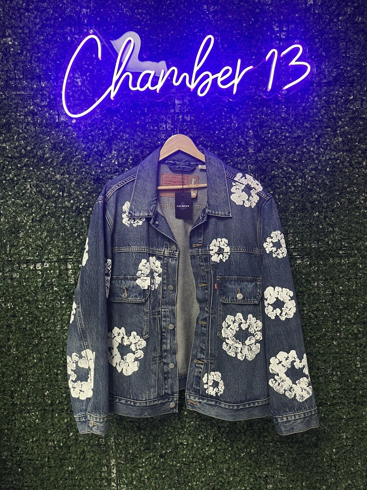 image of Denim Tears Jacket Dark Wash , Men's (Size 2XL)
