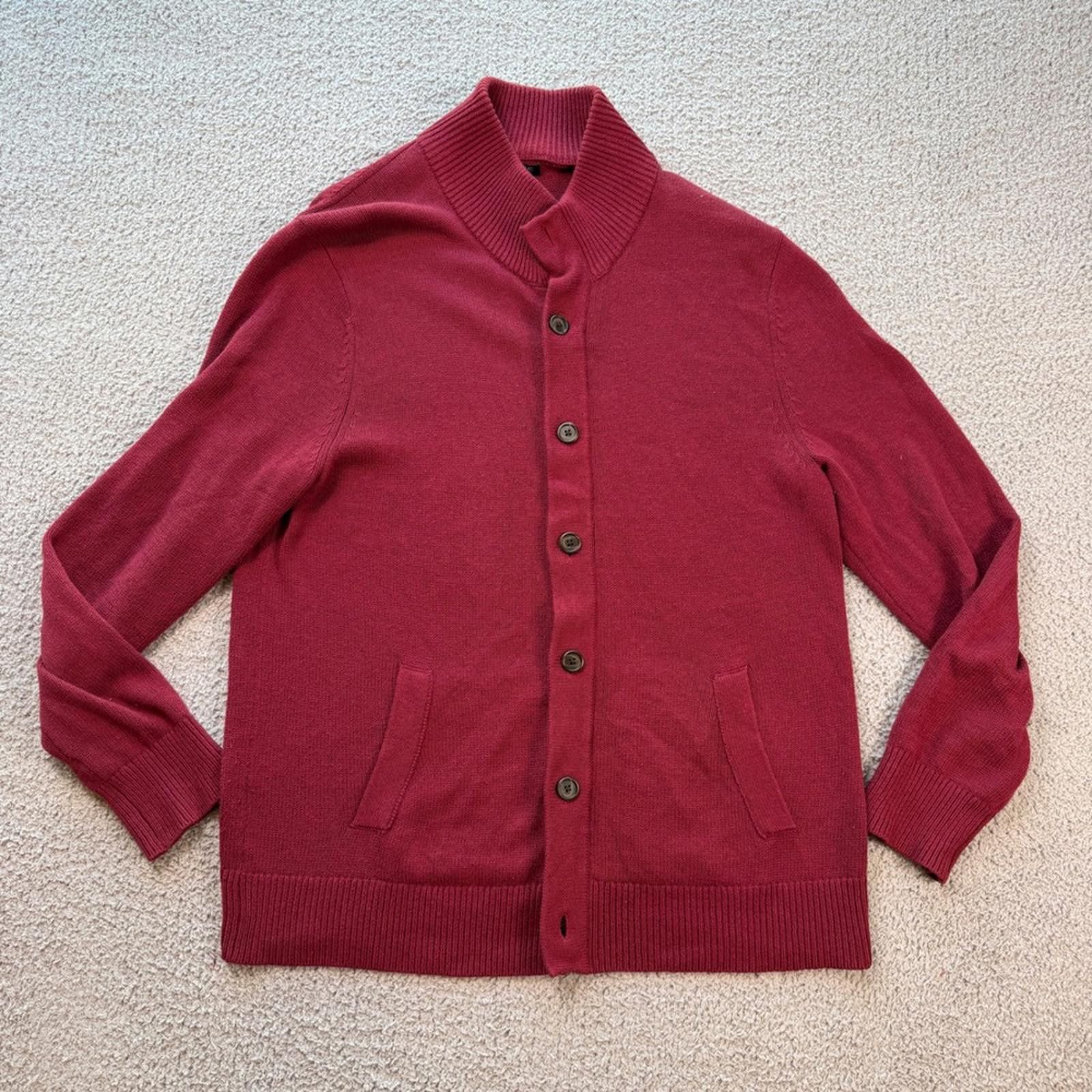 Banana Republic Banana Republic Mens Cardigan Sweater L Burgundy Shawl Size US L / EU 52-54 / 3 - 1 Thumbnail