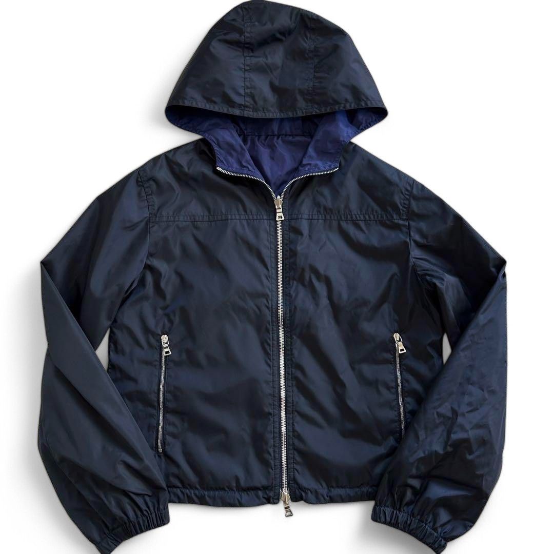 Prada Prada - L Nylon Navy Black Embroidered Light Jacket Size US M / EU 48-50 / 2 - 4 Thumbnail