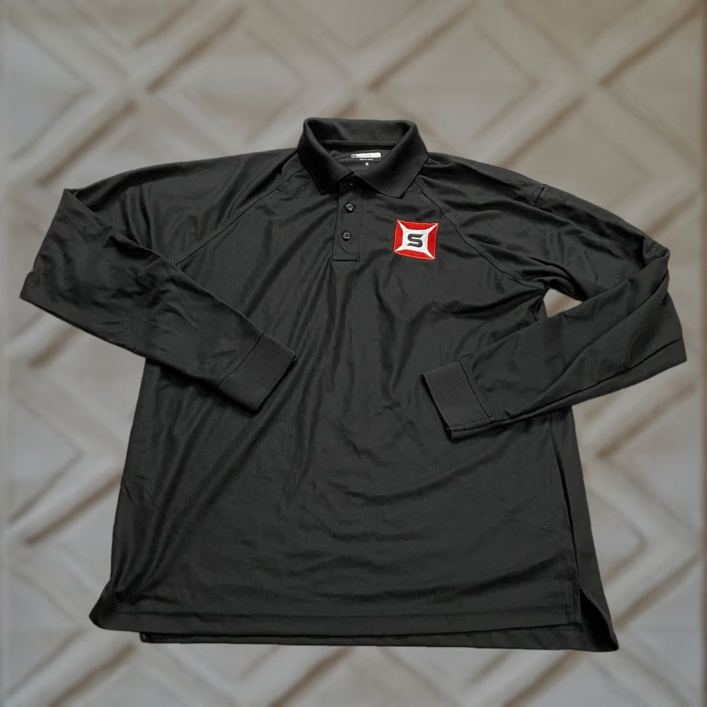 Vintage Blue Generation Polo Shirt Mens Medium Black Long Sleeve Polyester Collared Golf Shirt Size US M / EU 48-50 / 2 - 1 Thumbnail