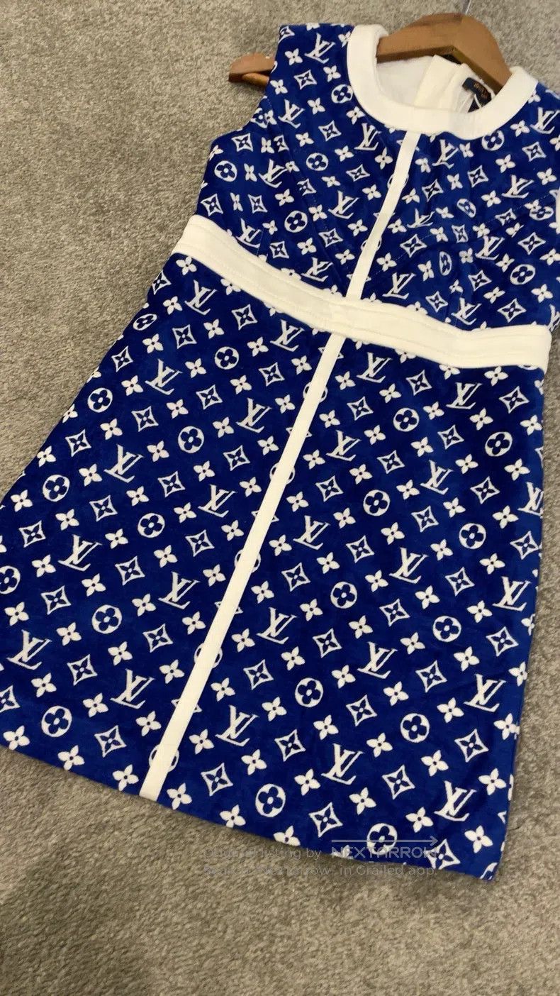 Louis Vuitton Louis Vuitton Klein Blue Full Logo Dress Size XXS / US 00 / IT 34 - 4 Thumbnail