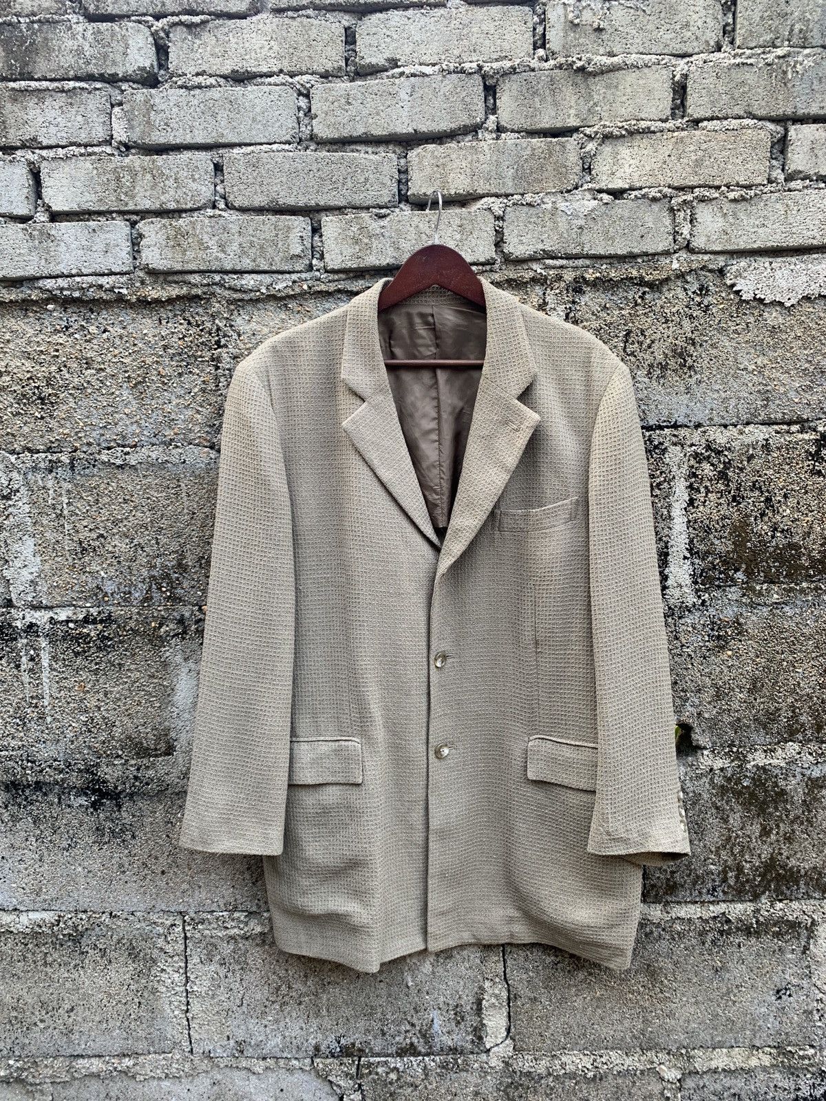 image of Issey Miyake Blazer Jacket in Beige, Men's (Size Large)