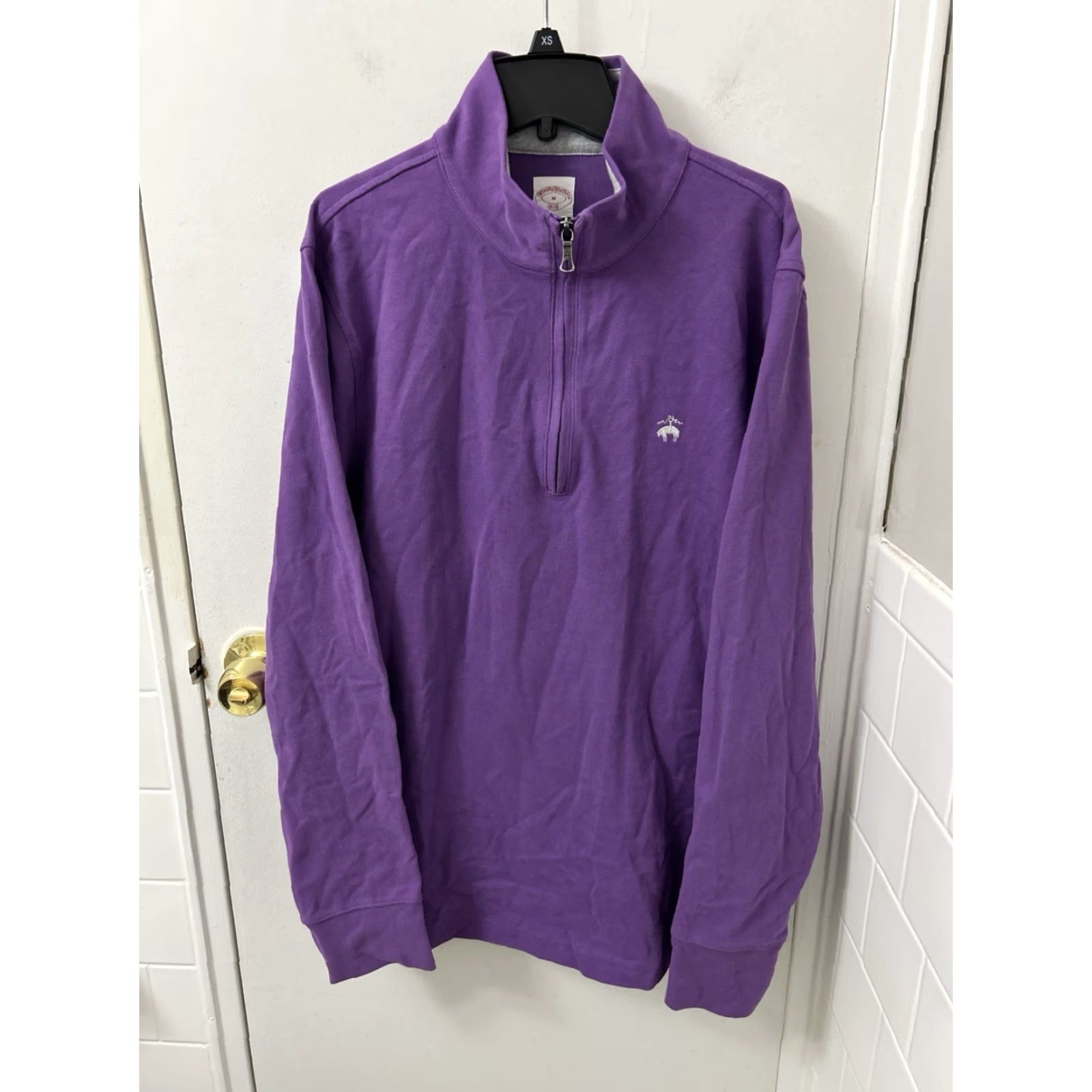Brooks Brothers Brooks Brothers 1/4 Zip Mens Medium Purple Cotton Pullover Sweatshirt L/S Shirt Pullover Size US M / EU 48-50 / 2 - 2 Thumbnail