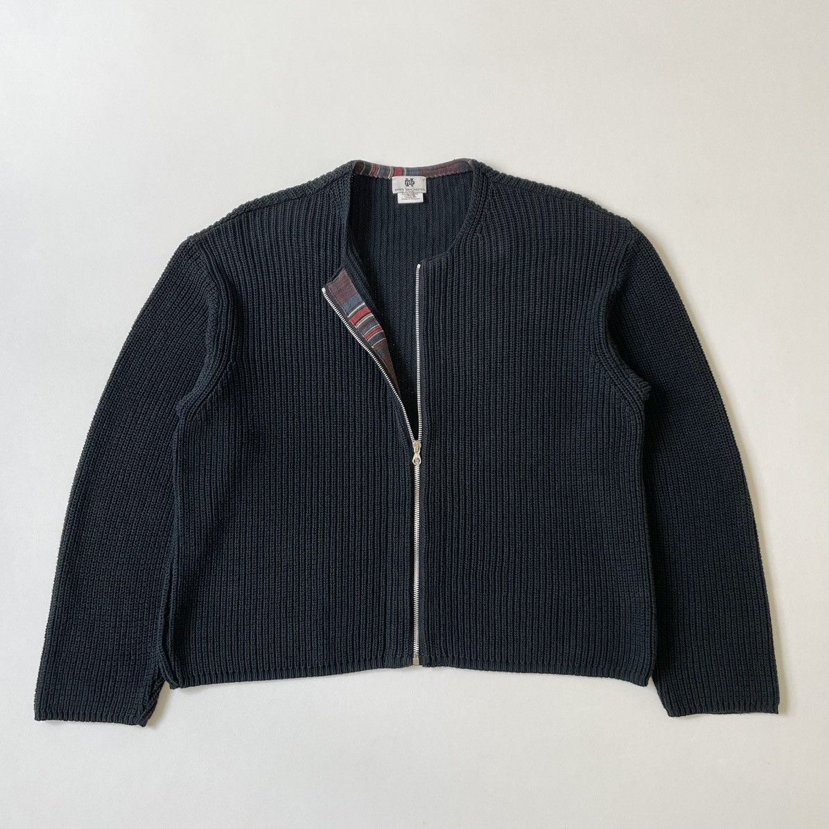 Dries Van Noten 1990s Ribbed Zip Knit Cotton Cardigan Size US L / EU 52-54 / 3 - 8 Thumbnail