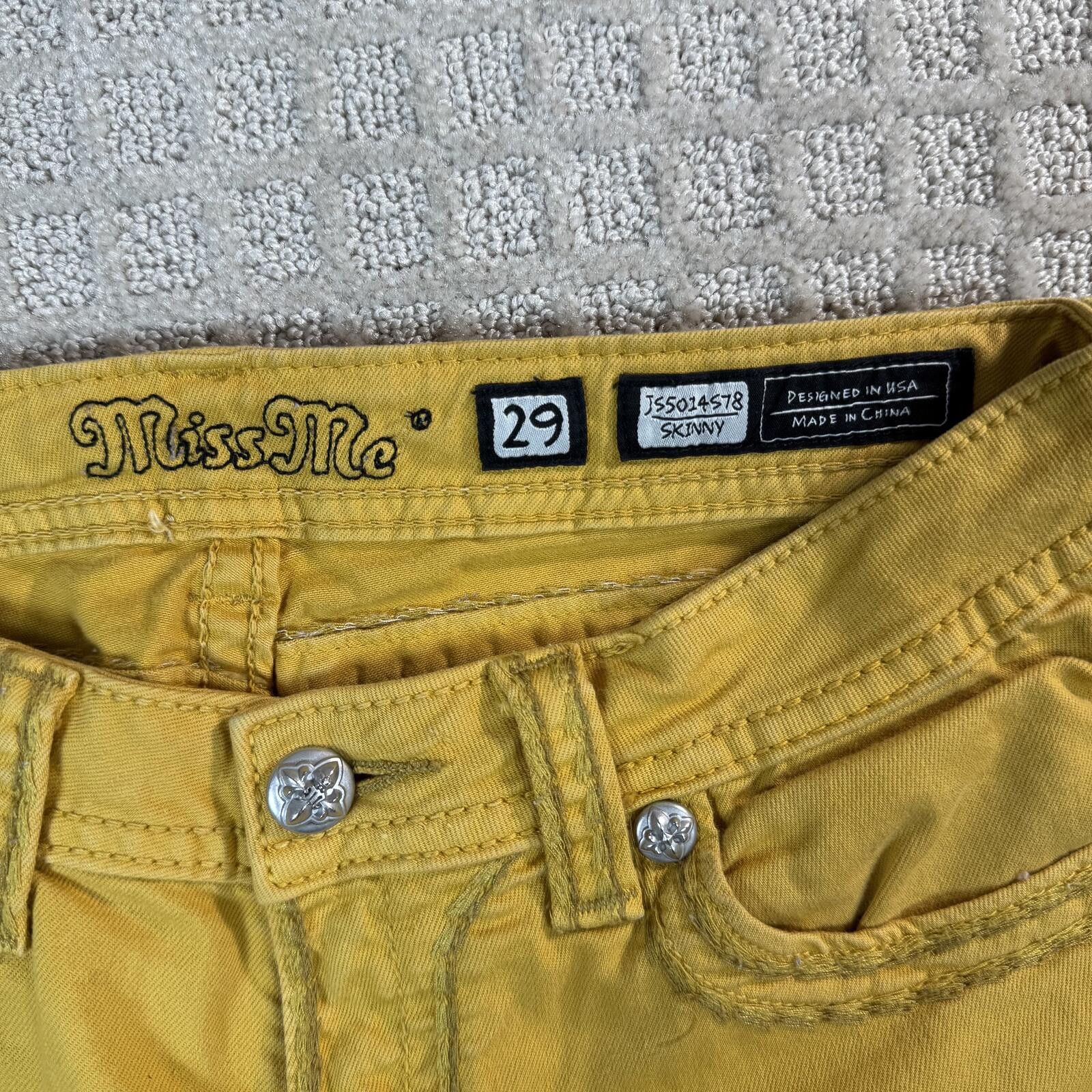Other Miss Me Yellow Skinny Jeans Womens 29 Size 29" - 3 Thumbnail