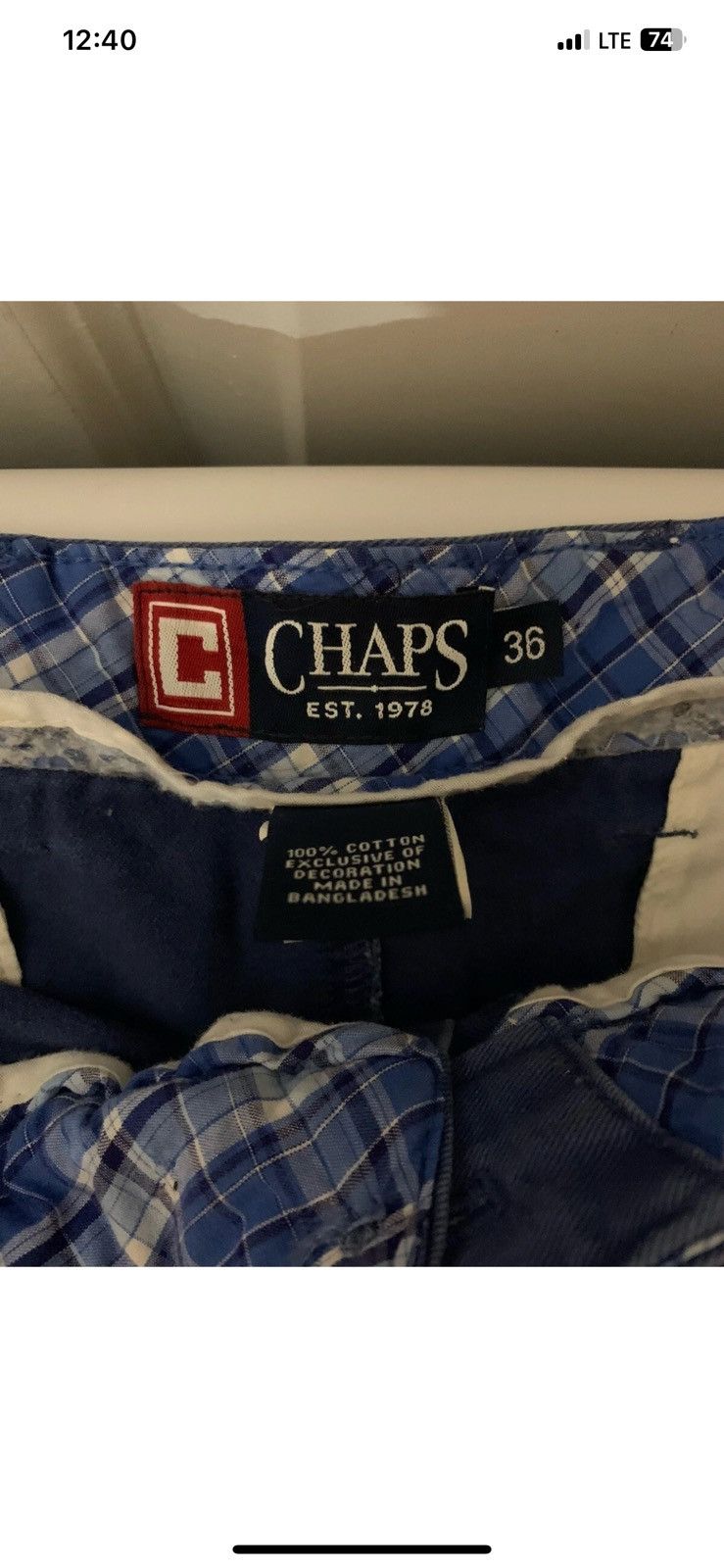 Chaps Chaps Khaki Shorts Blue Flat Front Size 36 Zipper Fly Size US 36 / EU 52 - 2 Thumbnail