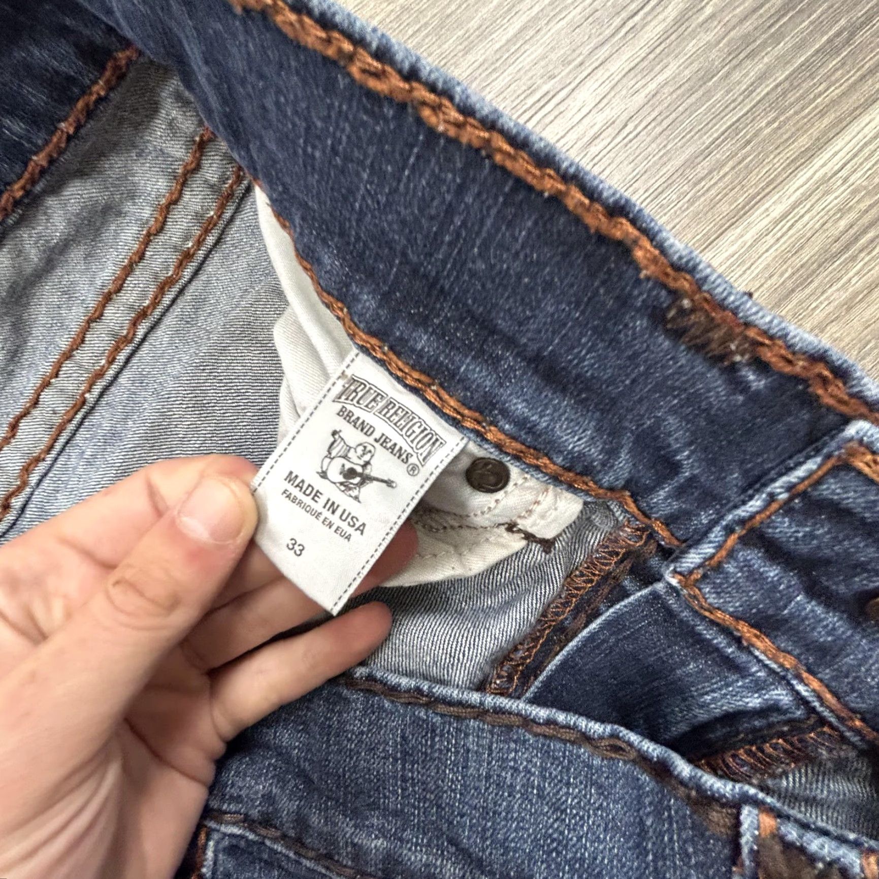 True Religion VINTAGE True Religion Jeans Mens 32x33 Blue Geno Slim Straight Distressed Made USA Size US 32 / EU 48 - 5 Thumbnail