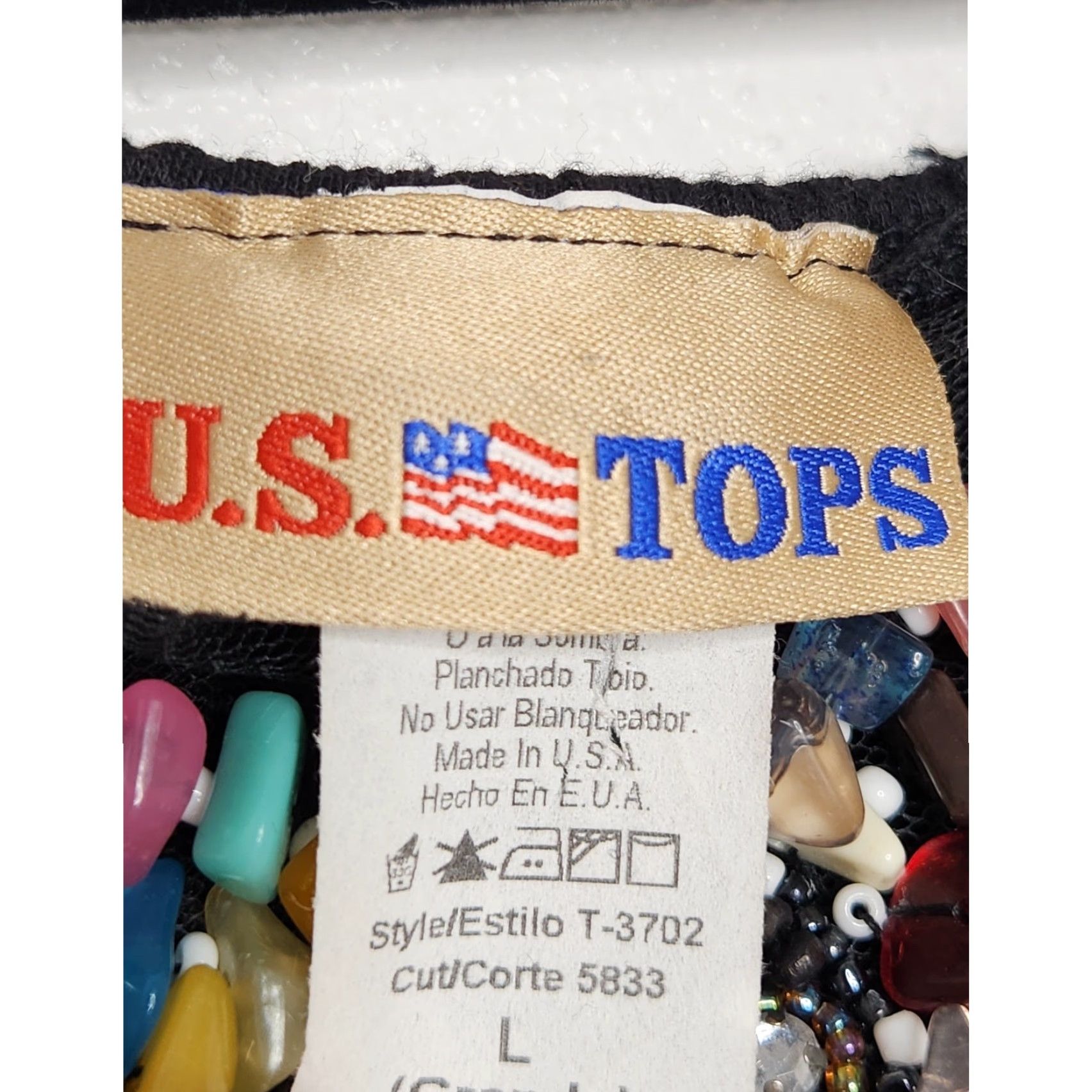 Vintage VINTAGE Beaded Stones Gems Off Shoulder Black Summer Going Out Shirt Size L / US 10 / IT 46 - 6 Thumbnail