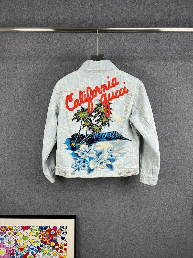 Gucci Gucci Size 38 Old flower full-print coconut tree denim jac Size US XXS / EU 40 - 2 Thumbnail
