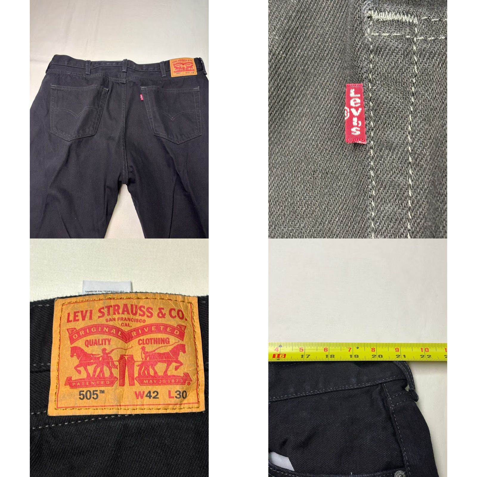 Levi's VINTAGE Levis 505 Regular Fit Black Jeans Mens W42 L28 Straight Leg Denim 00505-0260 Size US 42 / EU 58 - 8 Thumbnail