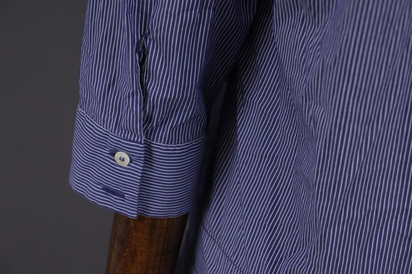 Designer Rosso 35 Genova Blue Pinstripe Henley Shirt Dress Size 42 Size M / US 6-8 / IT 42-44 - 12 Thumbnail