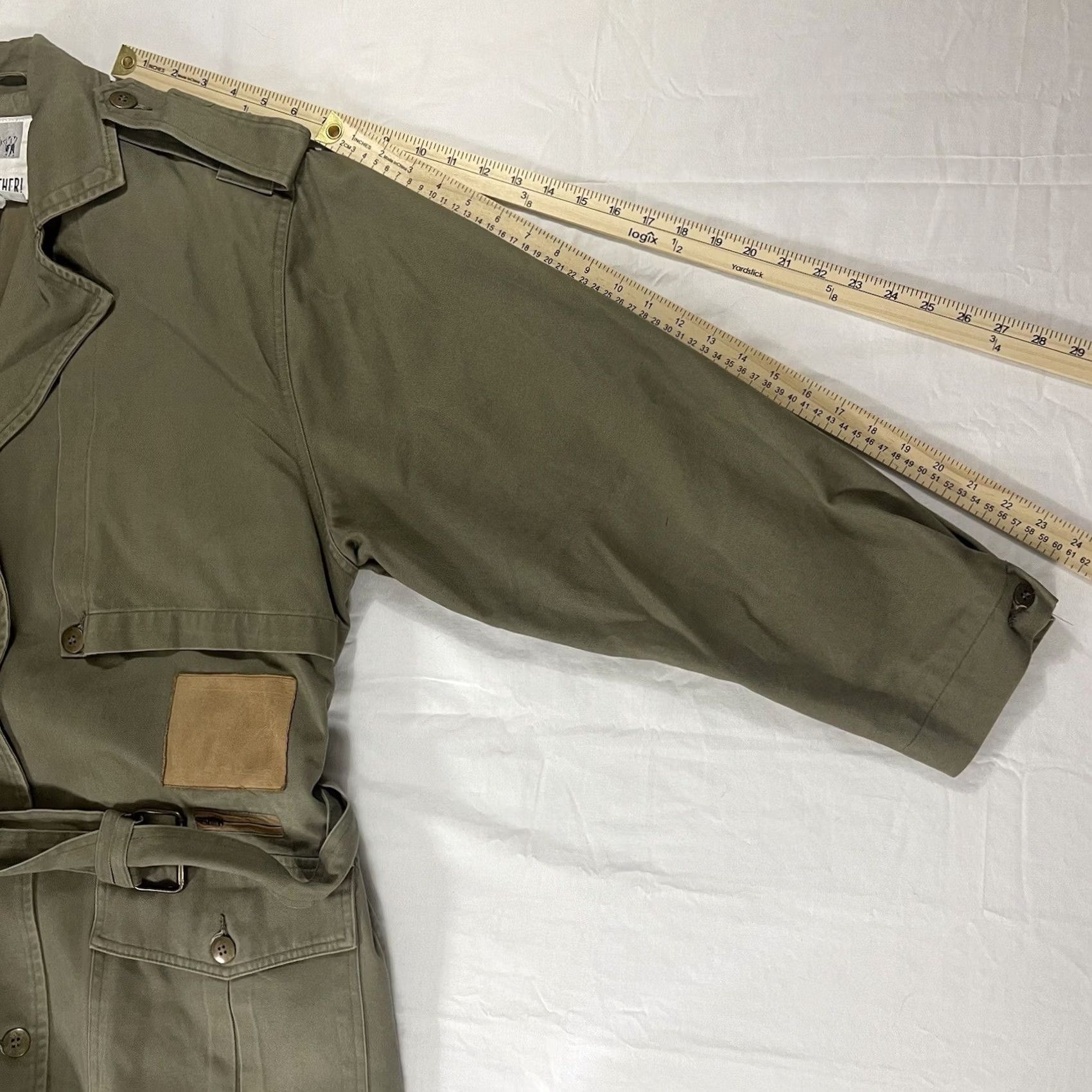 Olive Vintage Together! Womens 12 Tall Olive Green Duster Jacket Trench Coat Army 80s Size XL / US 12-14 / IT 48-50 - 5 Thumbnail