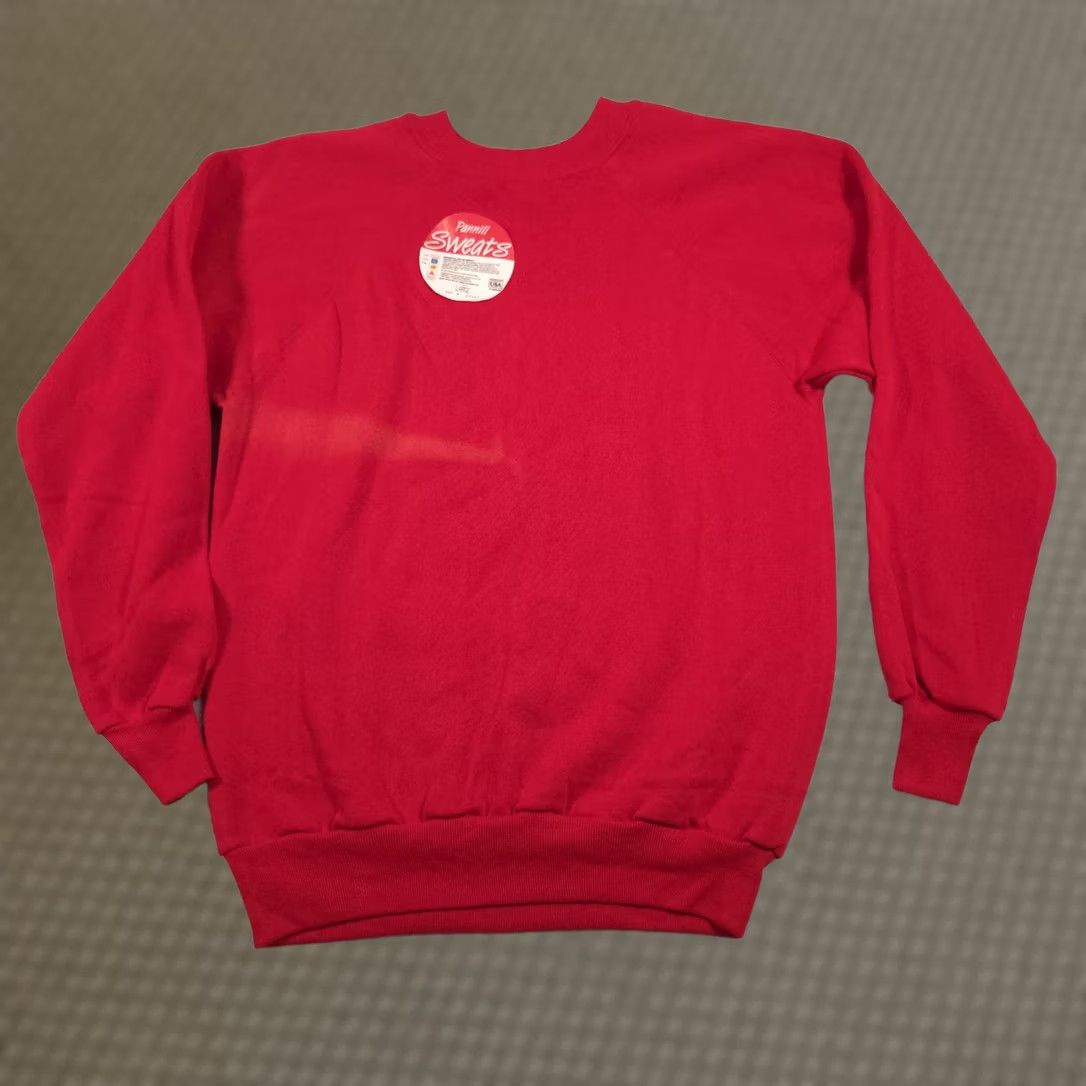 Vintage Pannill Sweatshirt Mens Large Red Crewneck Raglan Made in USA Blank 50/50 NWT Size US L / EU 52-54 / 3 - 1 Thumbnail