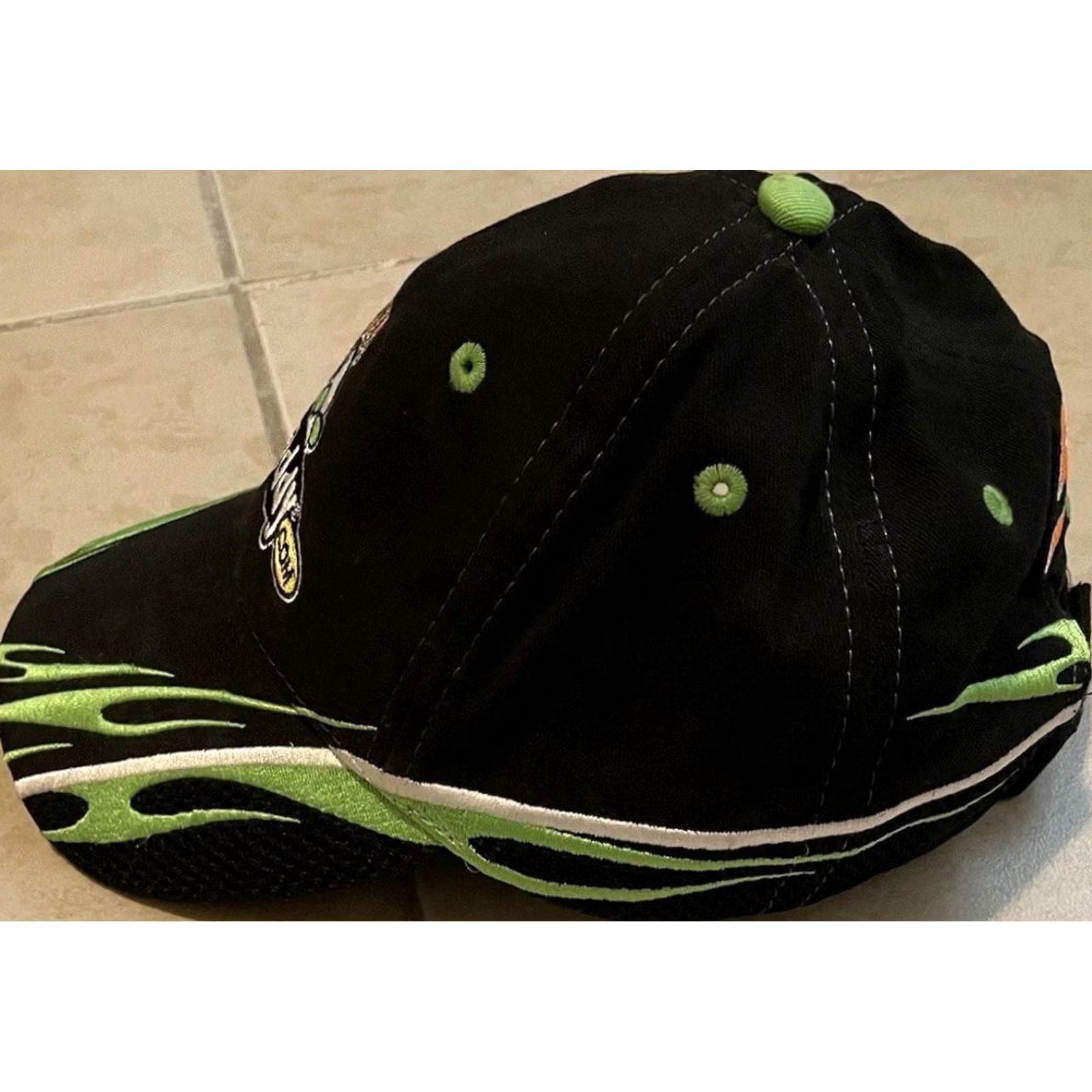 Chase Authentics VINTAGE Chase Authentics Mark Martin #5 Go Daddy Fire Flames Hat Baseball Cap Men Adjustable Black 90s Biker Rock USA Sports Autographed? Size ONE SIZE - 3 Thumbnail