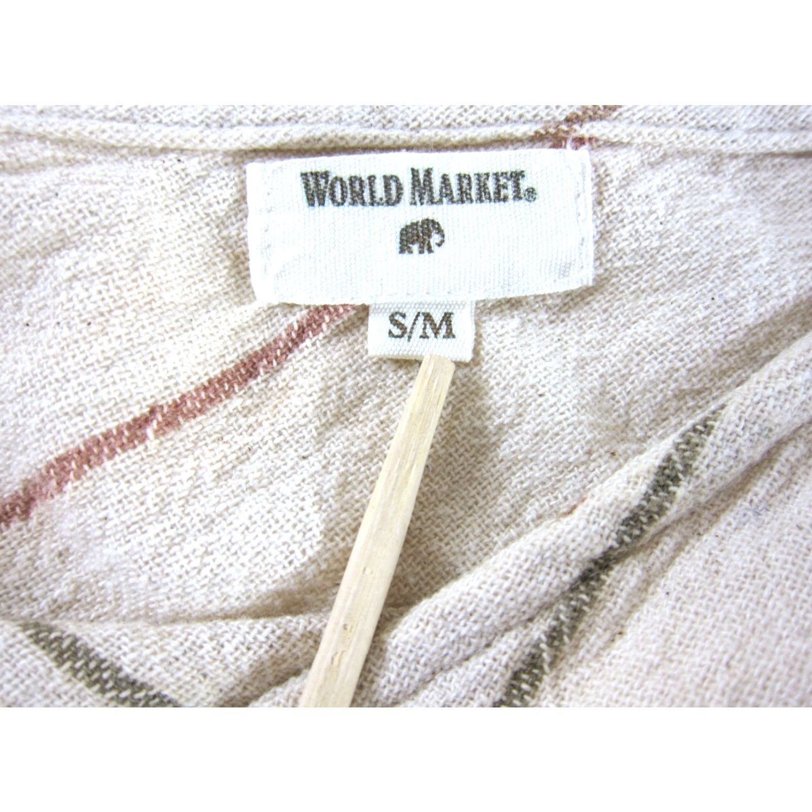 Vintage World Market Jumpsuit Cotton Weave Ivory Pink Stripe Wide Leg Romper S-M Size 28" / US 6 / IT 42 - 3 Thumbnail