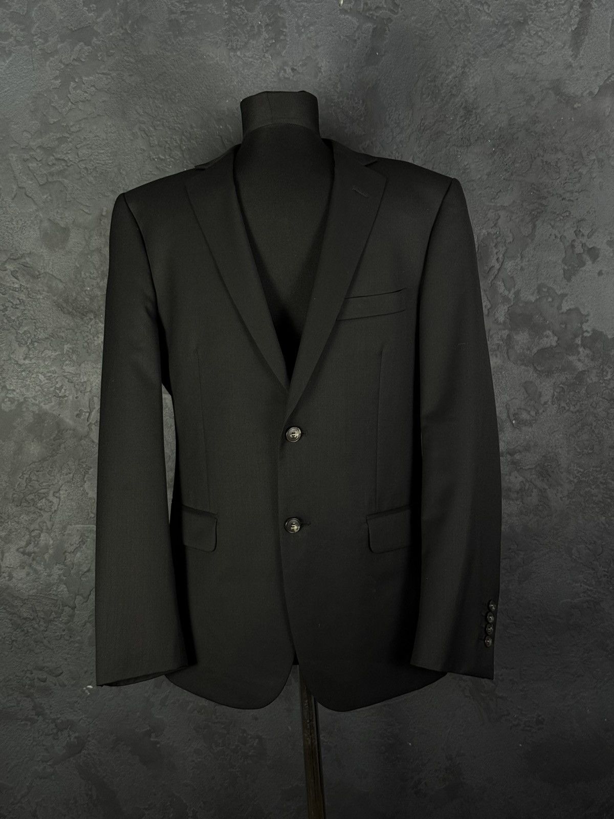 Balmain BALMAIN Paris Navy Wool Blend Slim Fit Black Men’s Suit 46R Size 46R - 4 Thumbnail