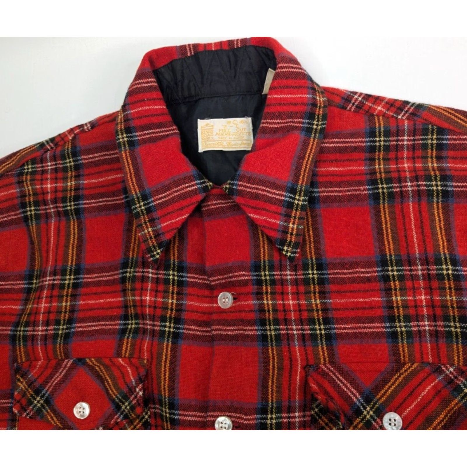 Sears VINTAGE Sears Shirt Mens L Red Plaid Button Wool Flannel 70s 80s Casual Size US L / EU 52-54 / 3 - 2 Thumbnail
