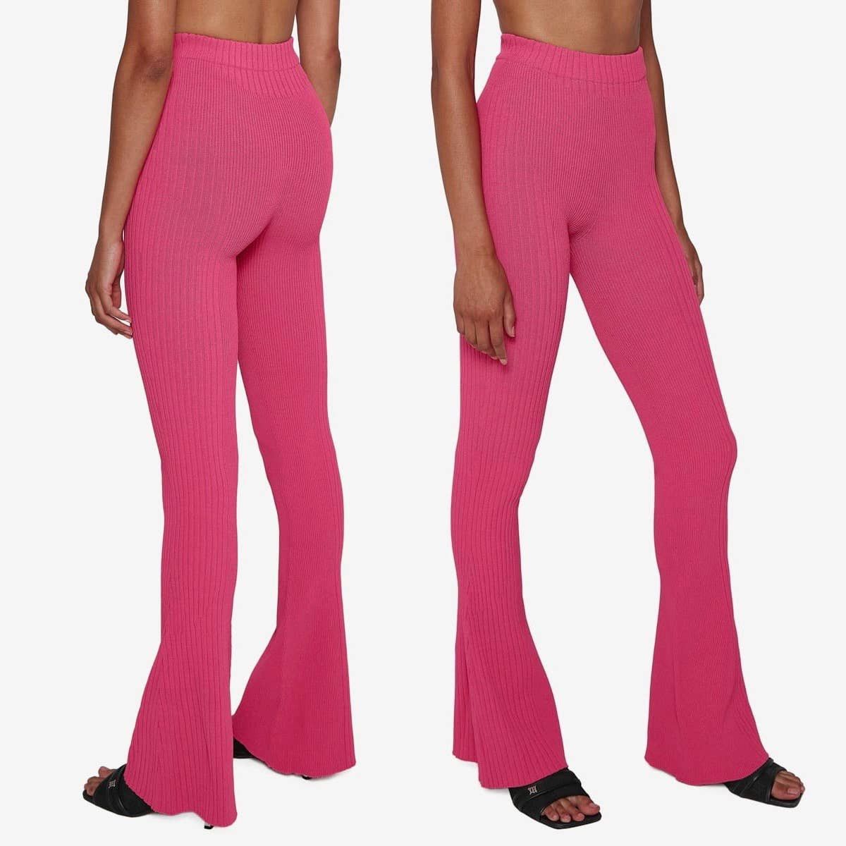 image of Misbhv Pink Knit Seamless Flared Trousers - Xs/s - Nwt, Women's (Size 24)
