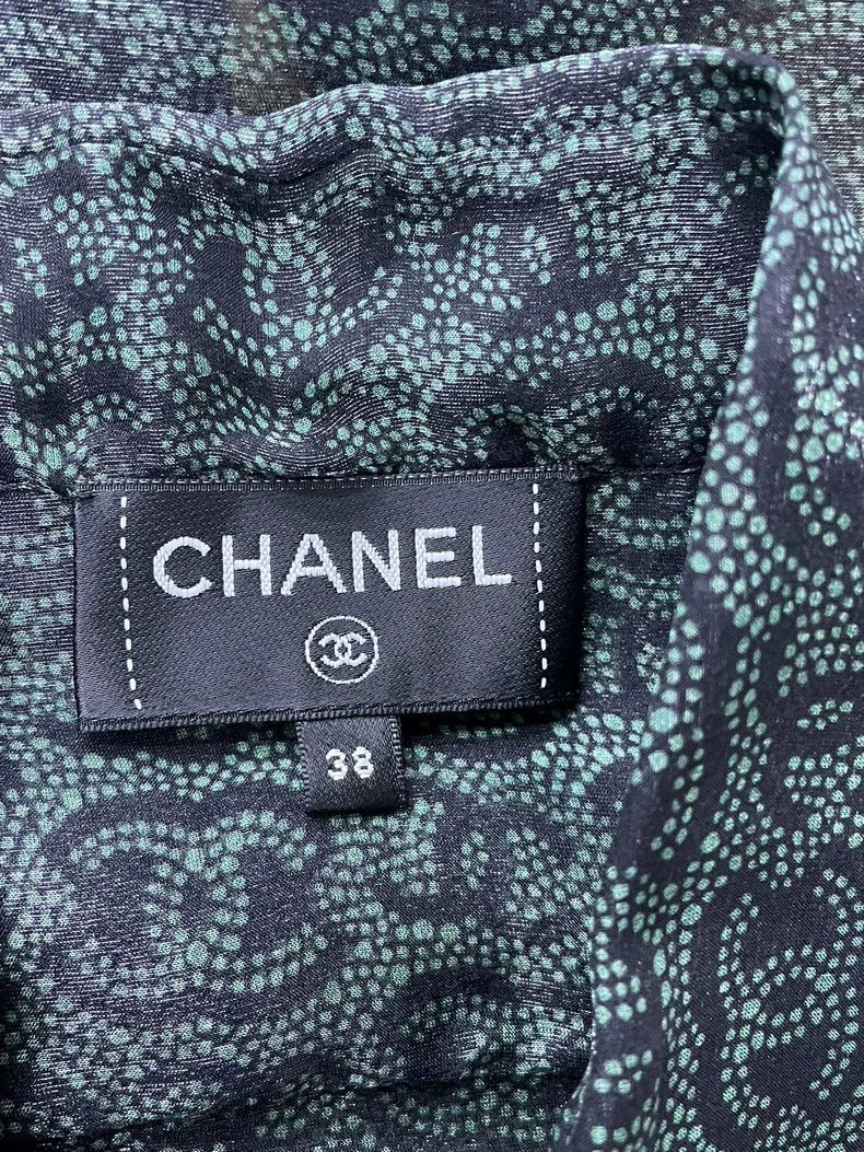 Chanel Chanel Green ink full logo silk shirt Size XS / US 0-2 / IT 36-38 - 4 Thumbnail
