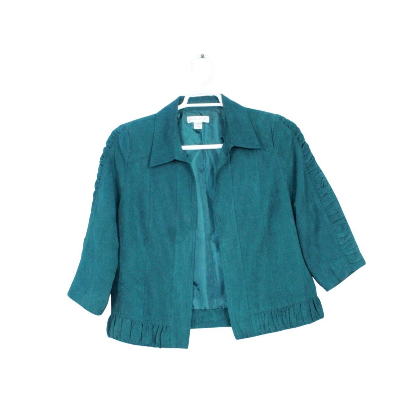 Other Christopher & Banks Green Suede Ruffle Button Jacket Size M / US 6-8 / IT 42-44 - 1 Thumbnail
