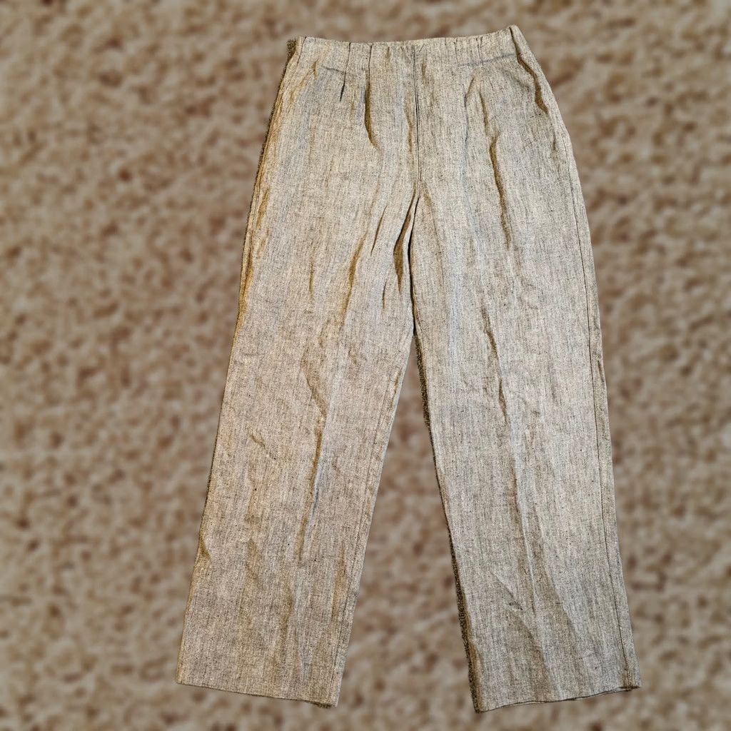 Vintage Chico's Pants 1 Womens Medium Gray Linen Straight Ankle Boho Lagenlook Career Pants Size 28" / US 6 / IT 42 - 1 Thumbnail