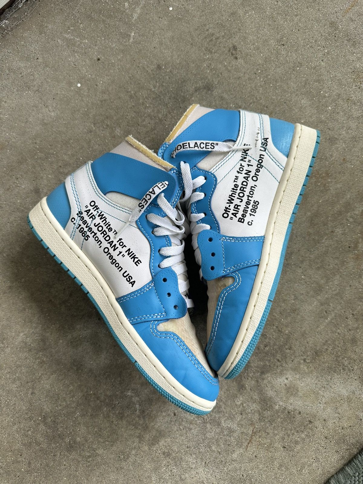 Jordan Brand × Off-White Nike Air Jordan 1 High OG Off-White UNC size 7.5 Size US 7.5 / EU 40-41 - 2 Thumbnail