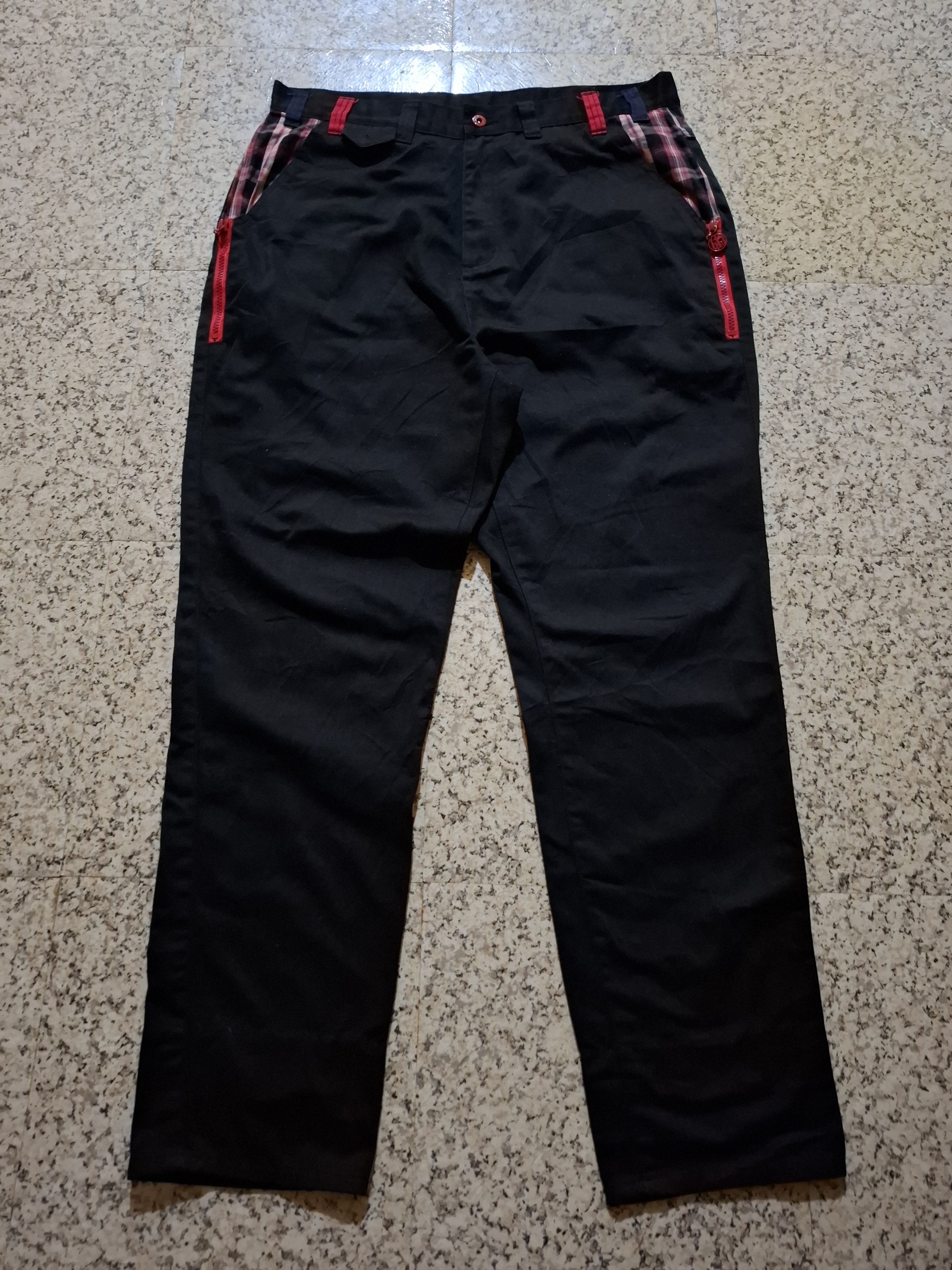 Japanese Brand 🔥 RARE Y2k B-One-Soul Projects Plaid Trim Streetwear Pants Size US 35 - 1 Thumbnail