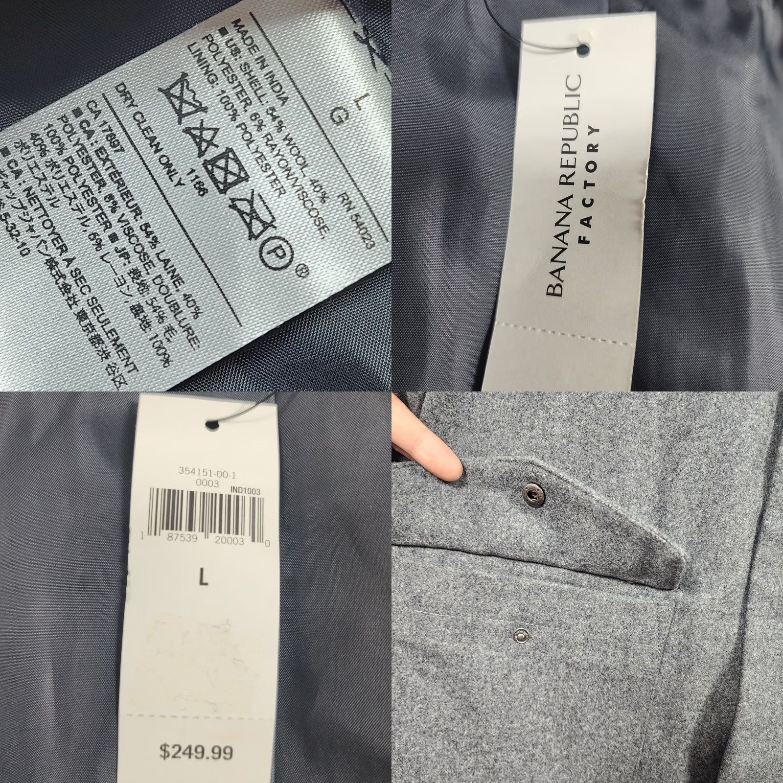 Banana Republic Banana Republic Men Coat Overcoat Wool Blend Grey Large Zip Classic City Preppy Mens Long Winter Fall Wool Dry Clean Only No Flaws 2024? Size US L / EU 52-54 / 3 - 8 Thumbnail