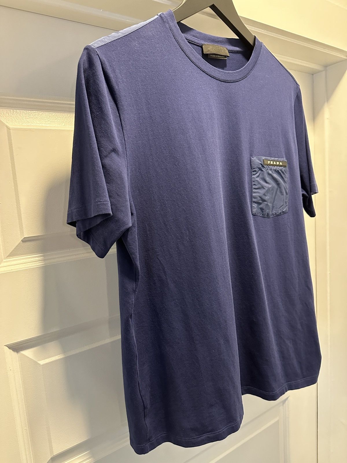 Prada Prada Stretch Cotton T-Shirt Nylon Pocket Navy L Size US L / EU 52-54 / 3 - 8 Thumbnail
