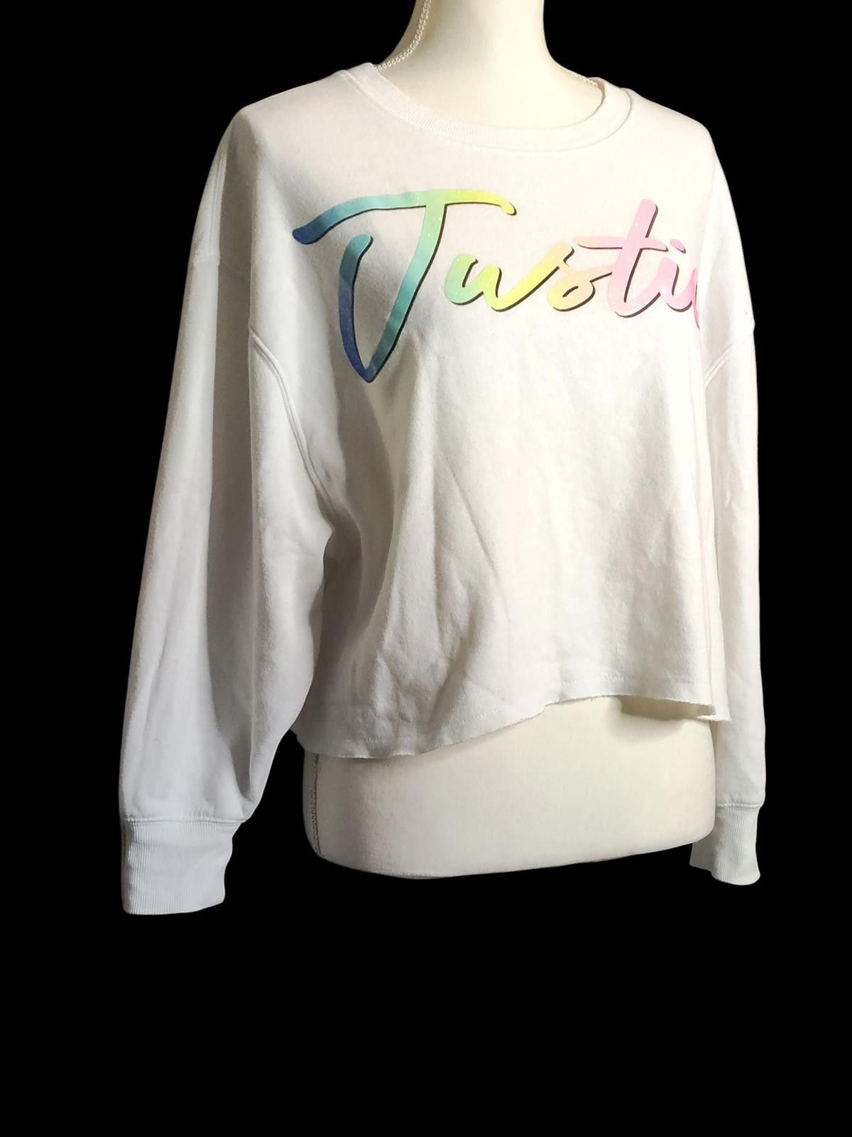 Other Justice White Crop Sweatshirt with Rainbow Logo Size L / US 10 / IT 46 - 4 Thumbnail