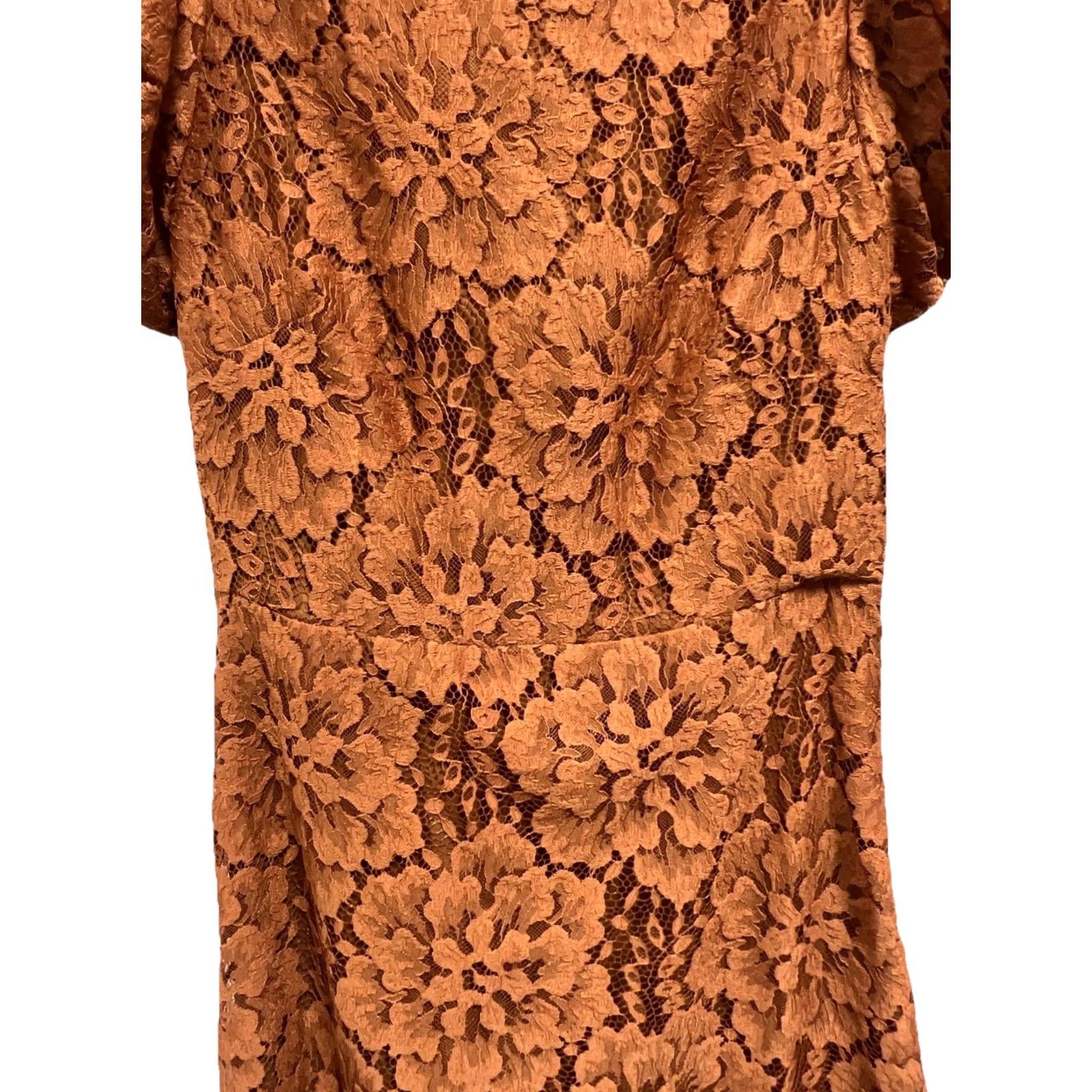 Free People Free People Lace Mini Dress Rust Copper Floral Boho Flutter Sleeve Tie Back PS Womens Size S / US 4 / IT 40 - 3 Thumbnail