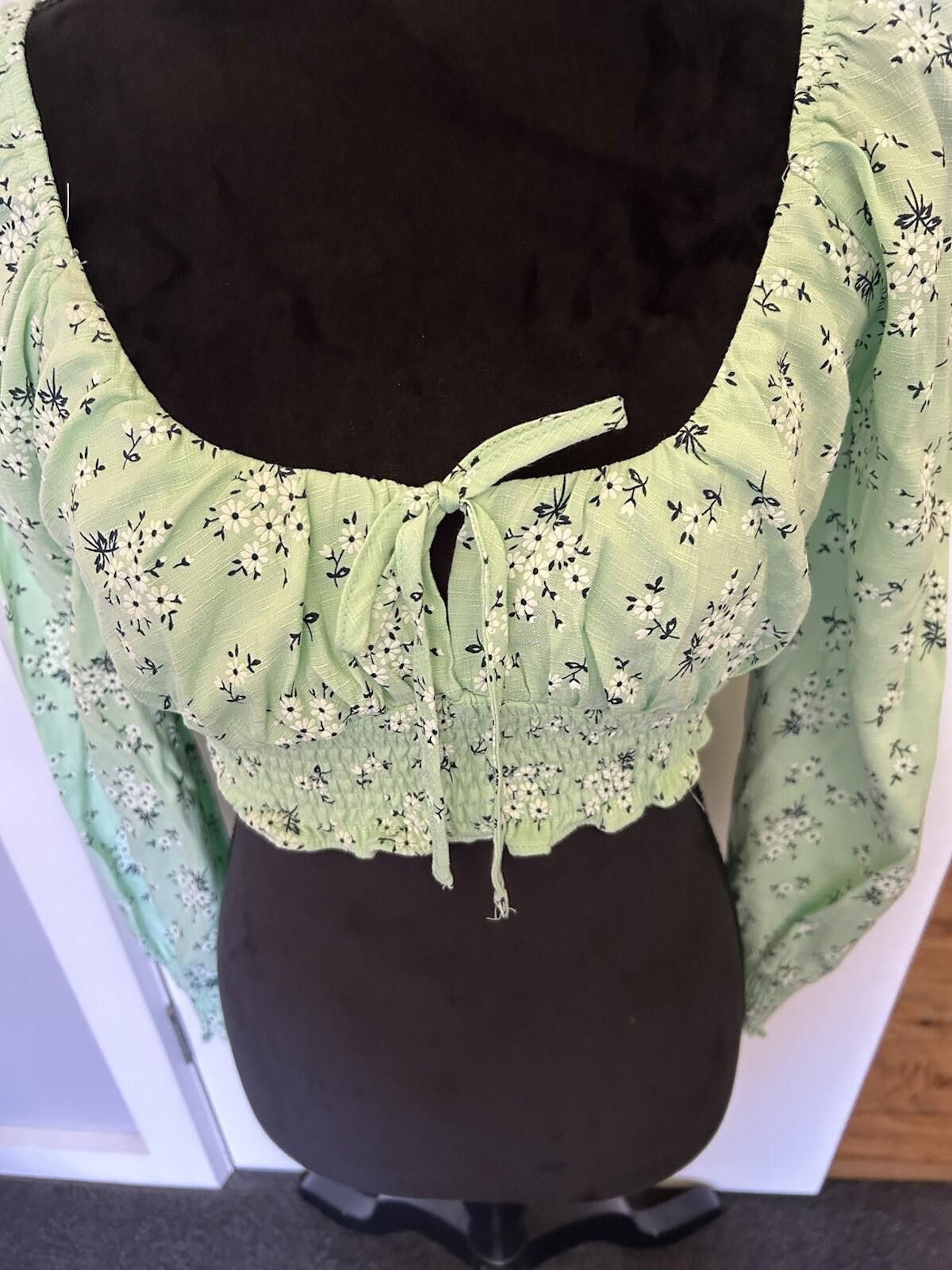 Designer Luck and Trouble Boho Festival top Mint floral - Sz 8 (004) Size S / US 4 / IT 40 - 9 Thumbnail