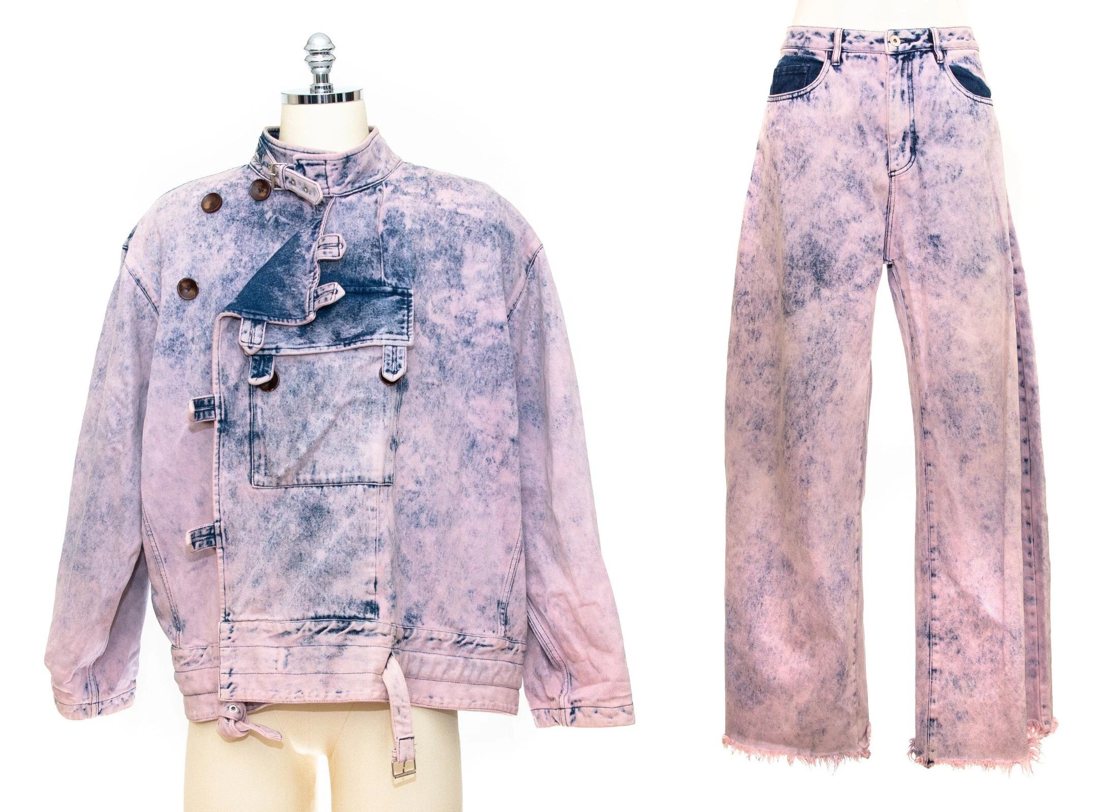 Marques'Almeida Marques Almeida Pink Denim Army Jacket and Jeans (BUNDLE) Size US 30 / EU 46 - 1 Thumbnail