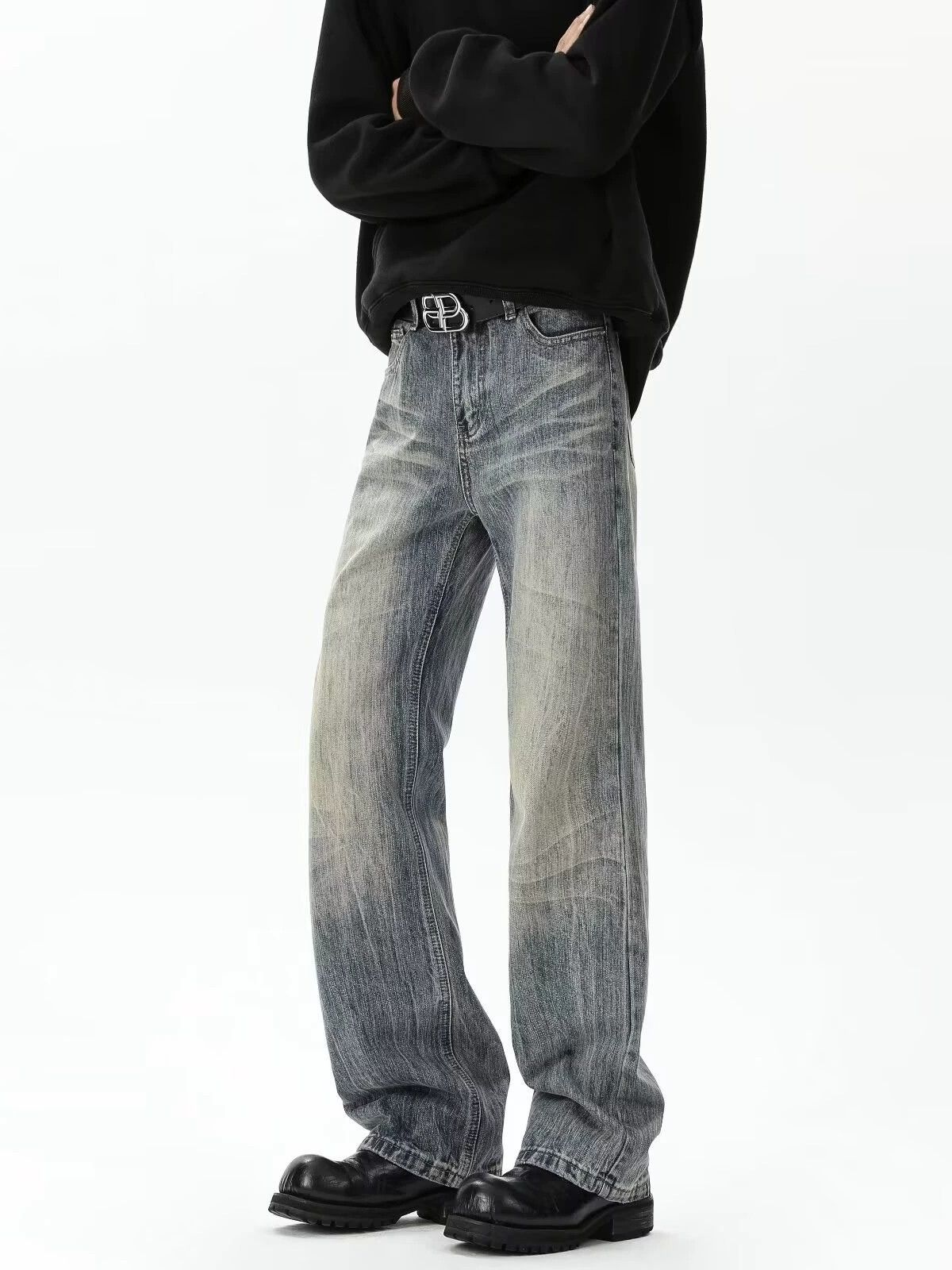 Japanese Brand × Jean American retro washed distressed loose straight jeans Size US 32 / EU 48 - 4 Thumbnail