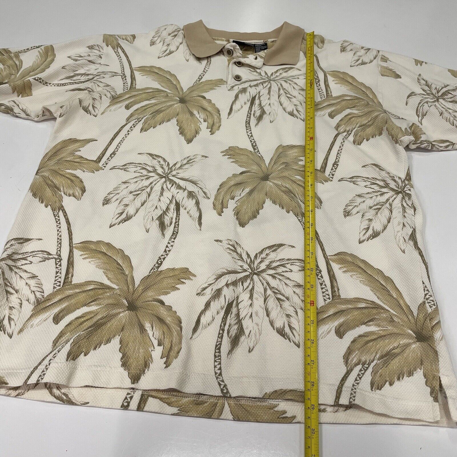 Ocean Pacific OP Ocean Pacific Sunwear Hawaiian Polo Shirt Beige Palm Sz L Size US L / EU 52-54 / 3 - 4 Thumbnail