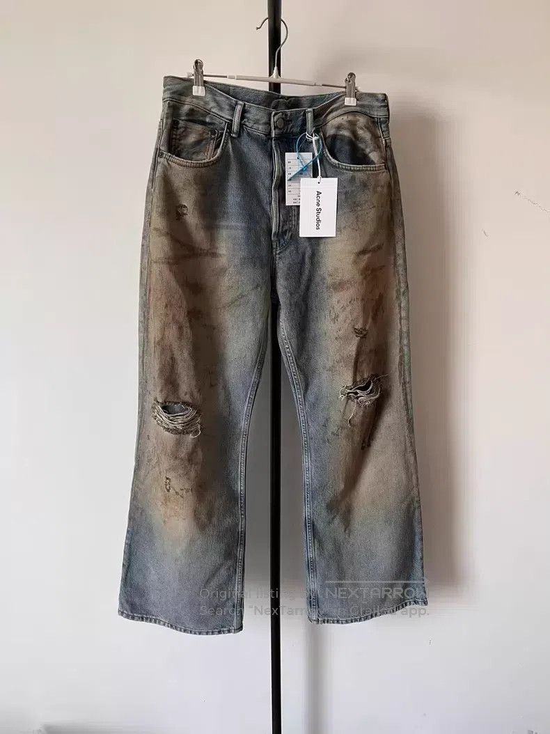 Acne Studios Acne Studios Aged Mid Rise Zipper Loose Straight Jeans, Bl Size US 30 / EU 46 - 1 Thumbnail
