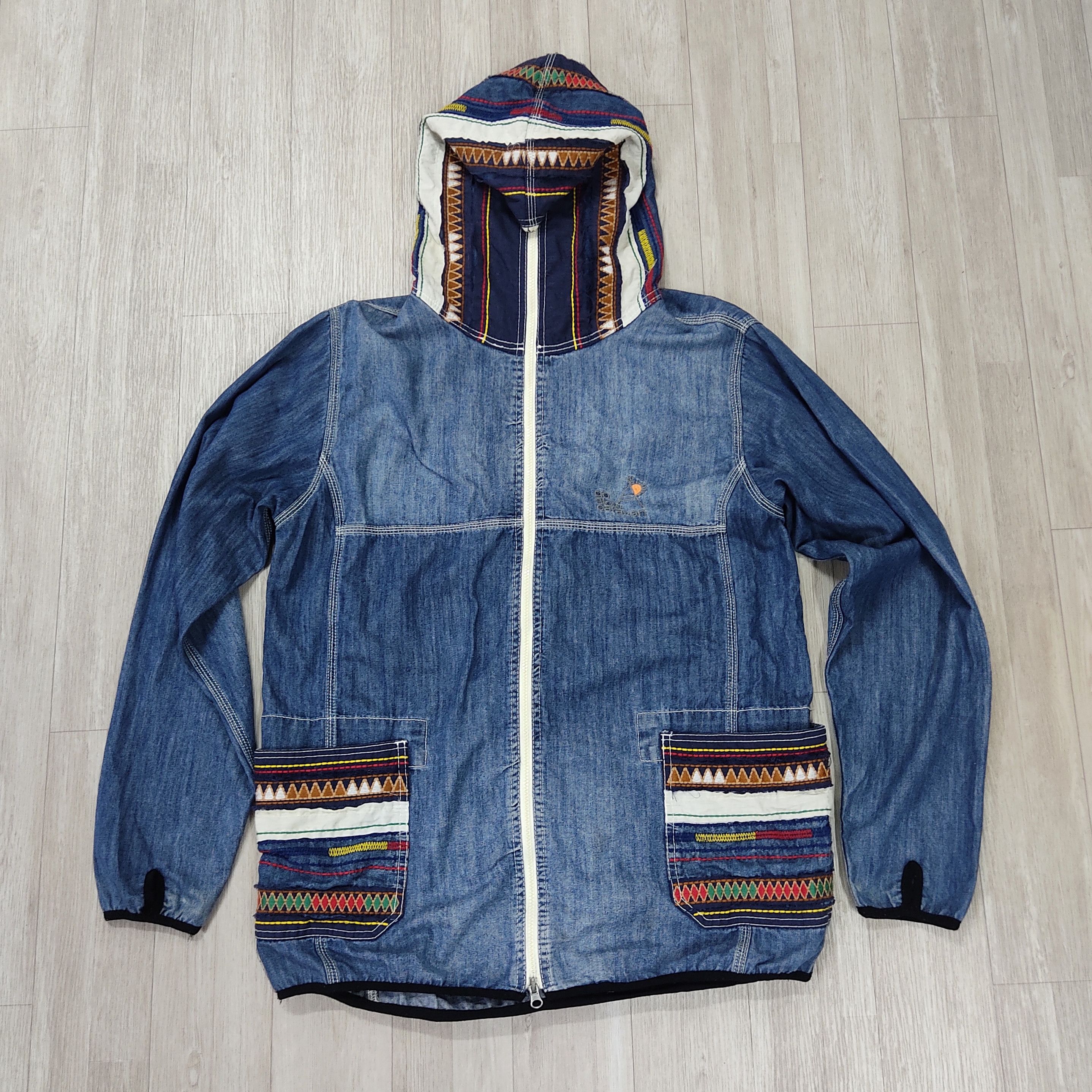 go slow caravan Native Embroidery Denim Mt. Parka Jacket Size US XL / EU 56 / 4 - 4 Thumbnail