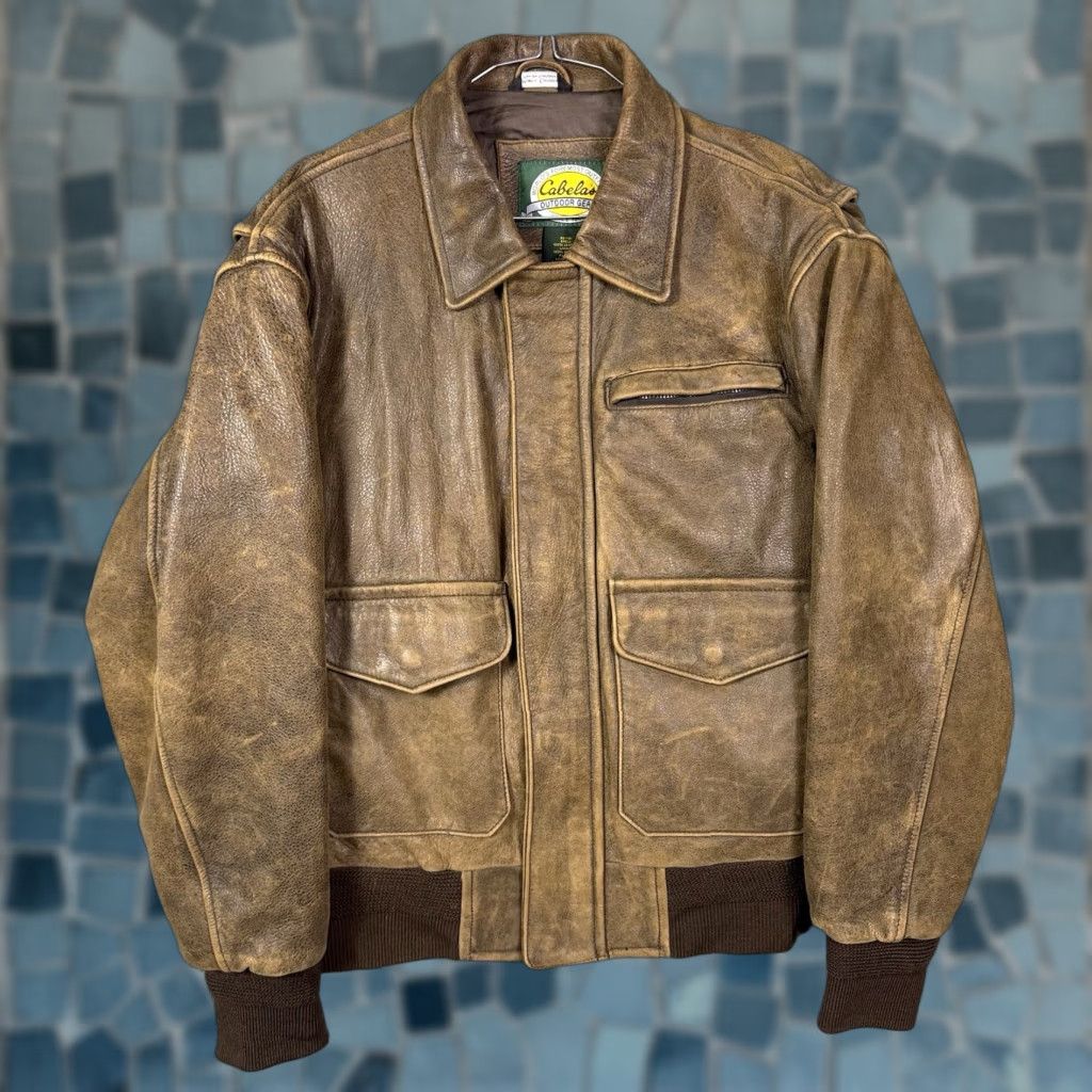 Vintage Cabela's Leather Jacket Mens S Bomber Coat A2 Style Flight Flyer Vintage Canada Jacket Size US S / EU 44-46 / 1 - 1 Thumbnail