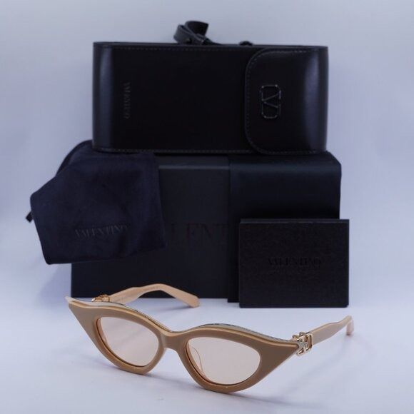 Valentino 🕶️ New Valentino V-GOLDCUT-II VLS-114C Sunglasses - Beige Size ONE SIZE - 1 Thumbnail