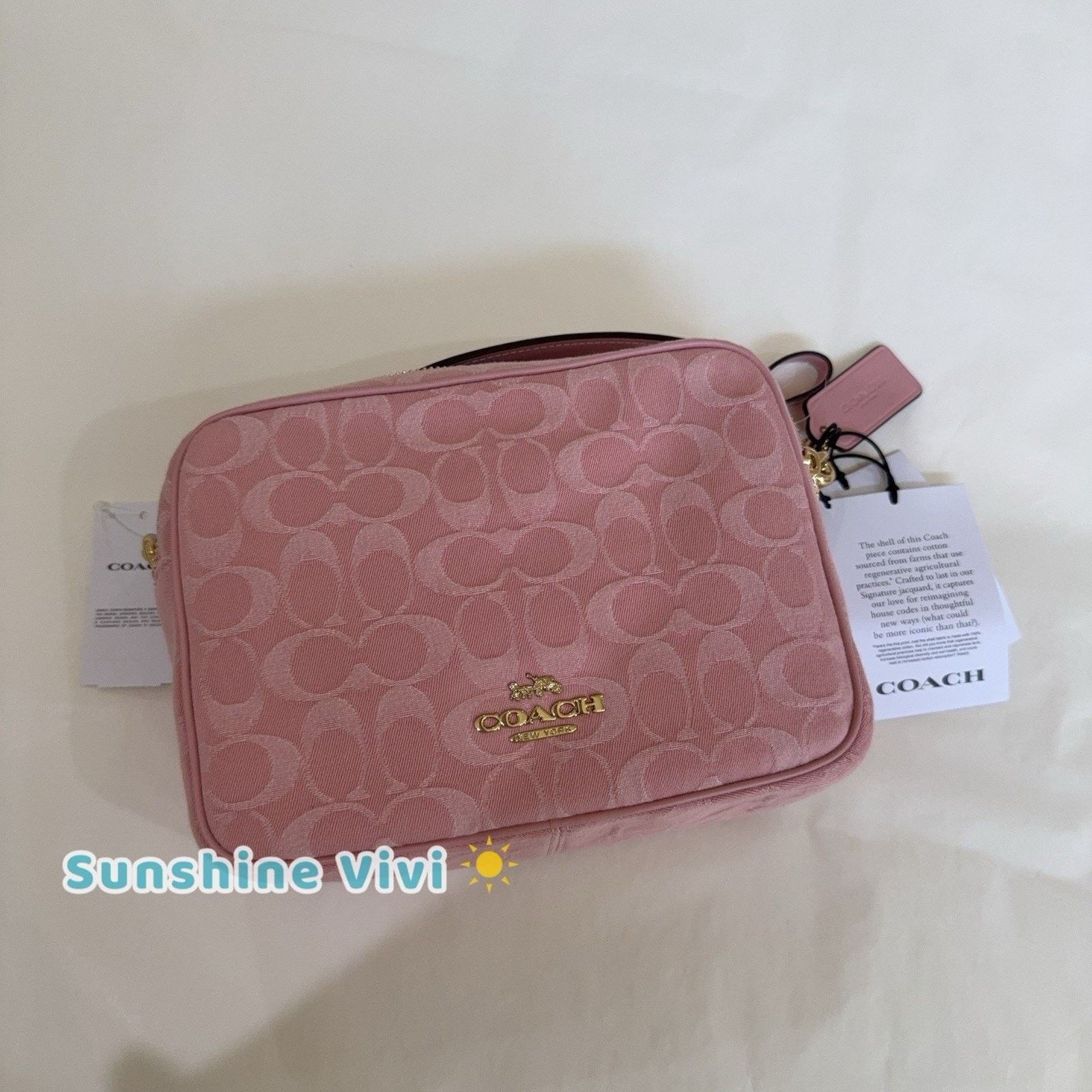 Coach NWT Coach Carey Crossbody Bag Signature Denim CER69 Pink Size ONE SIZE - 8 Thumbnail