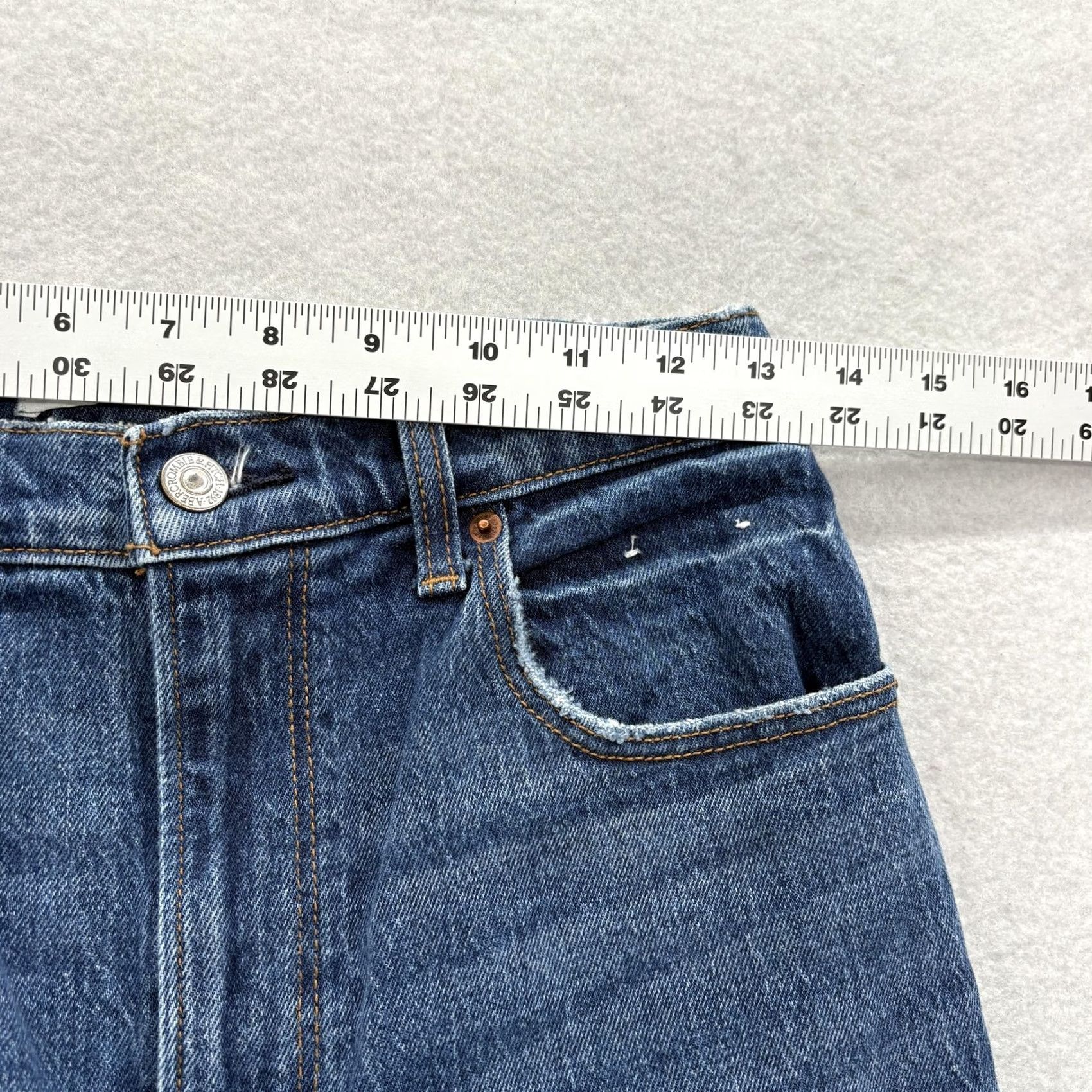 Abercrombie & Fitch Abercrombie & Fitch Jeans Womens 2 Straight 26 Blue High Rise 90s Denim Stretch Cotton Blend Spandex Size 26" / US 2 / IT 38 - 5 Thumbnail